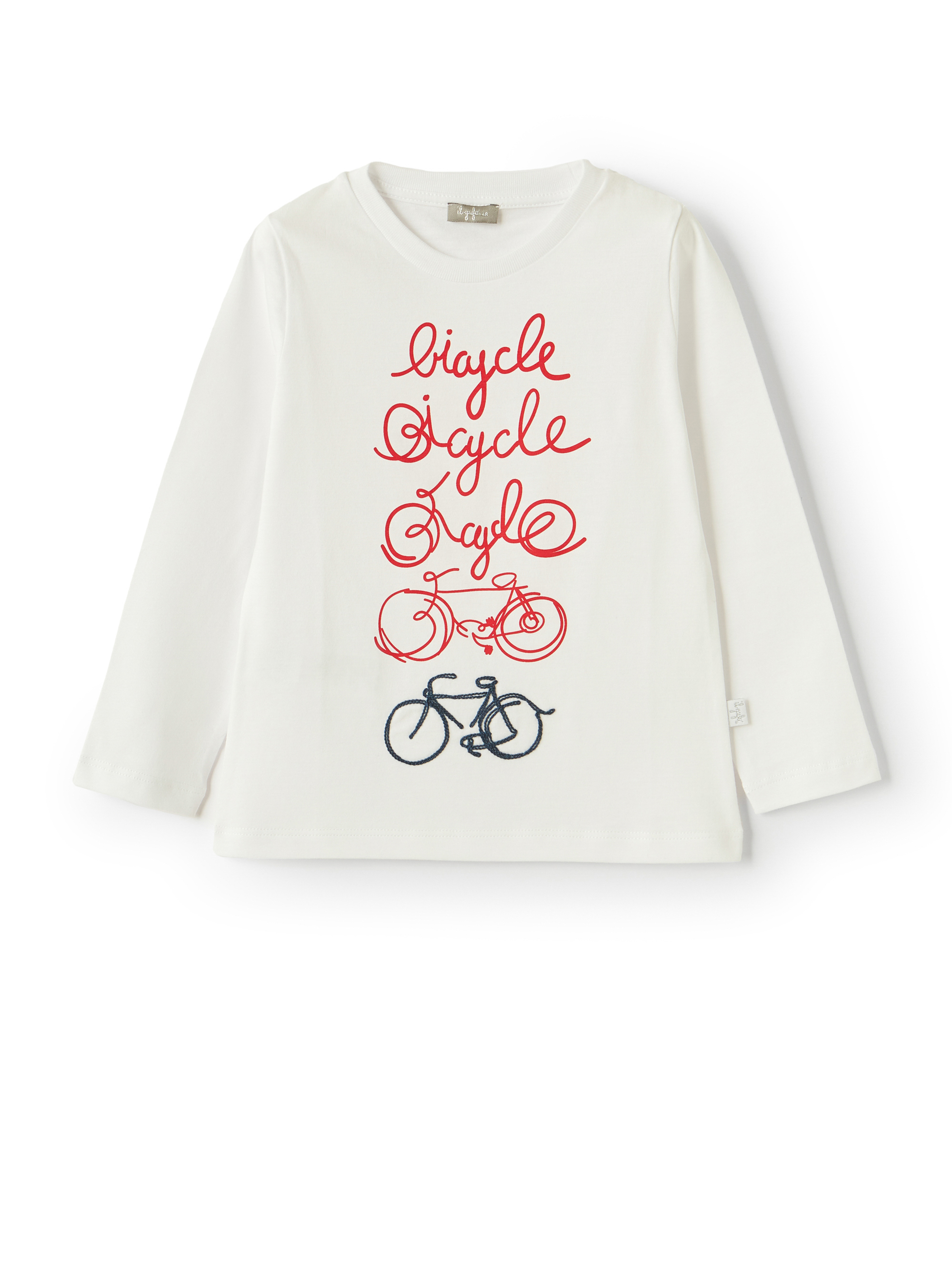 T-shirt in jersey con stampa Bicycle - Bianco | Il Gufo