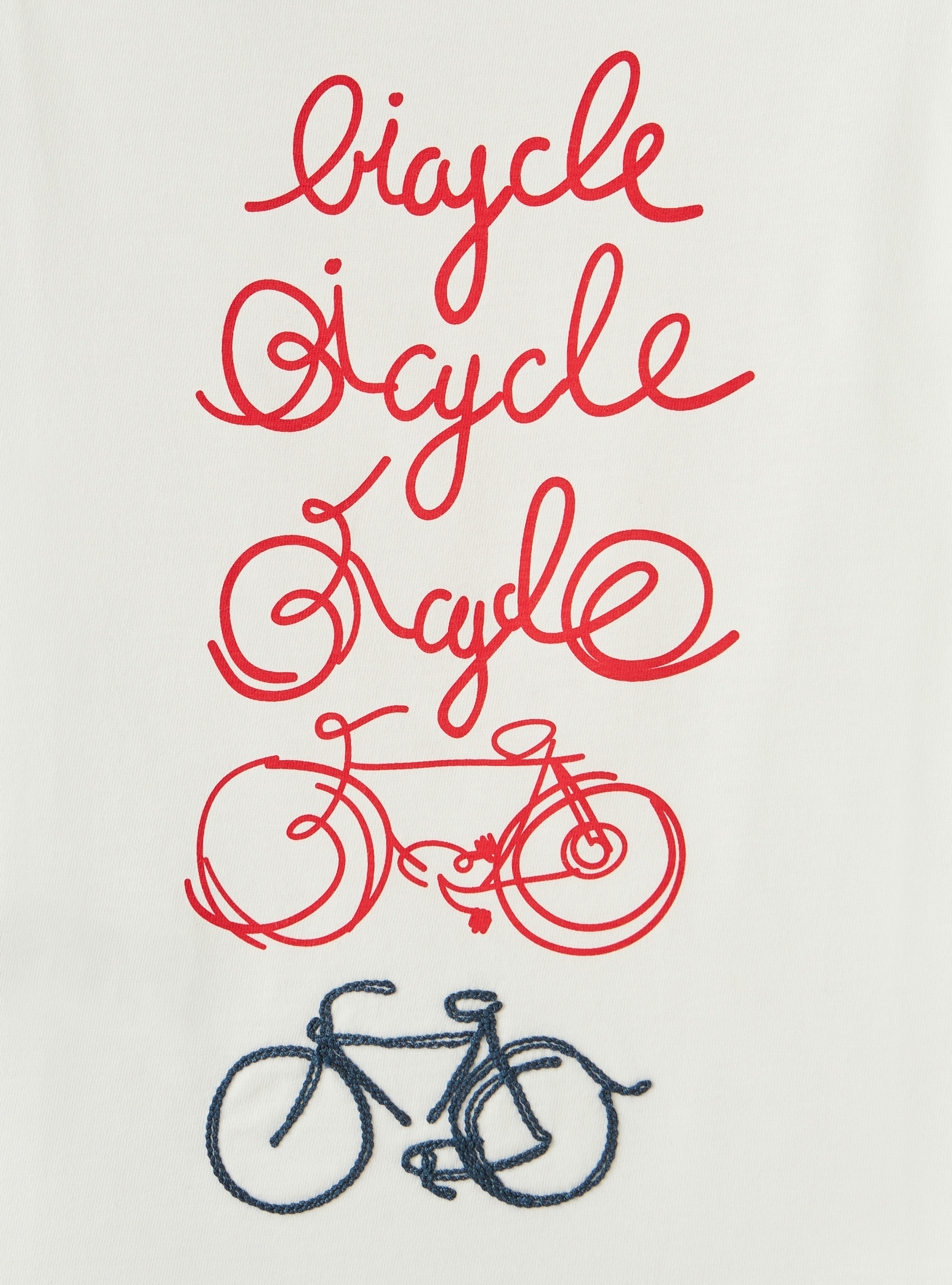 Jersey T-shirt with Bicycle print - White | Il Gufo