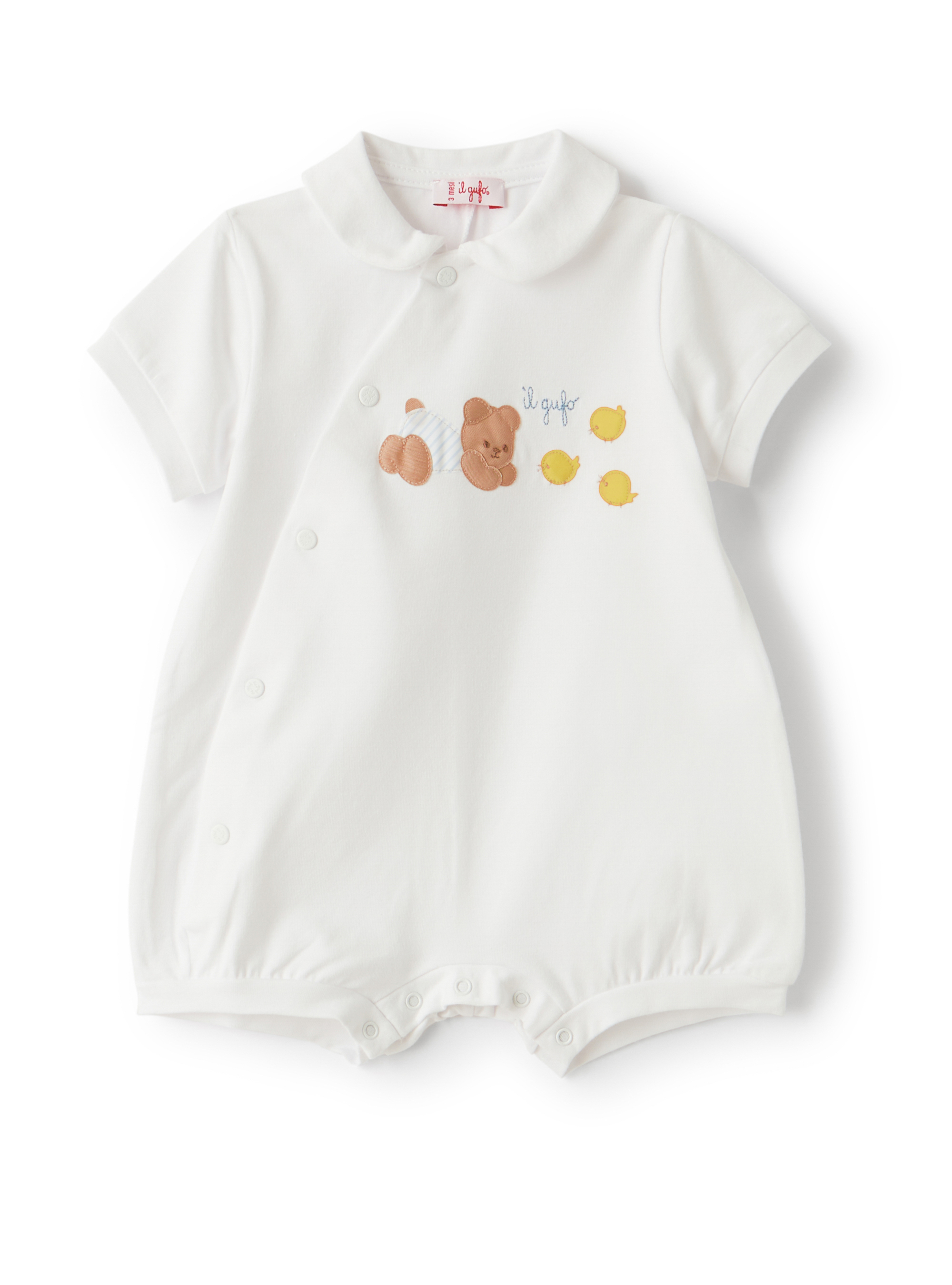 White romper with bear application - Babygrows - Il Gufo