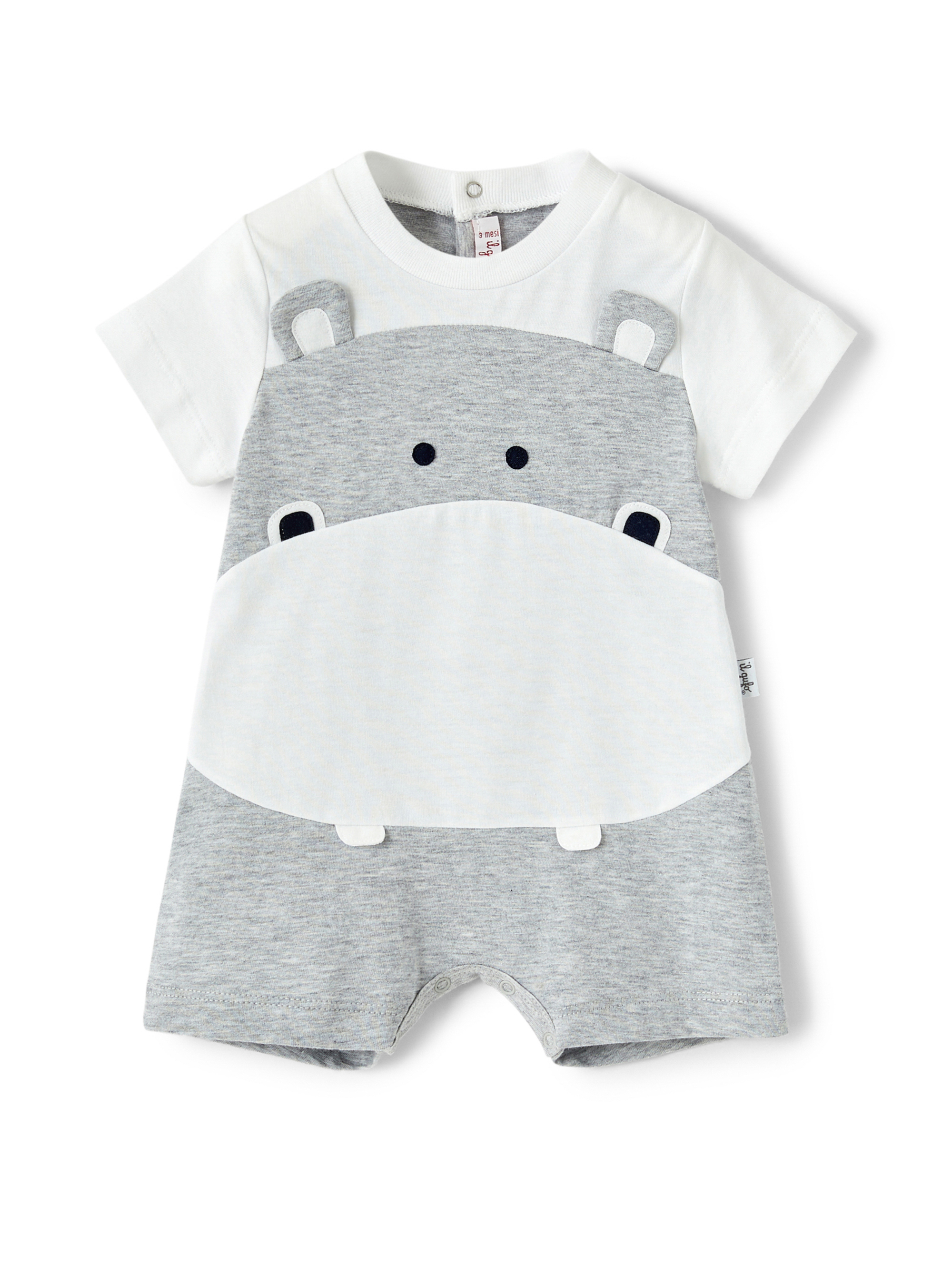 Short grey onesie with hippo - Babygrows - Il Gufo
