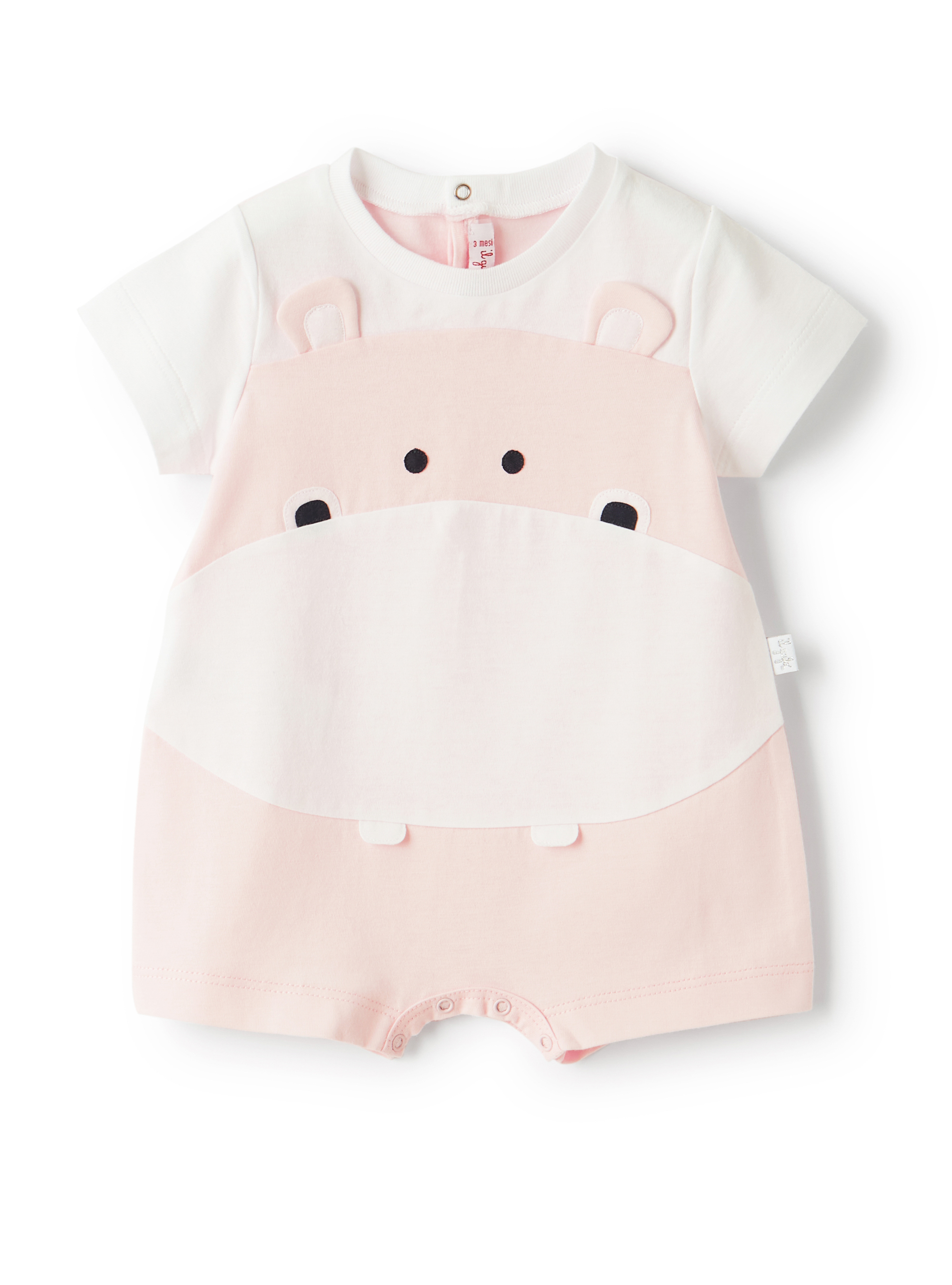 Short pink onesie with hippo - Babygrows - Il Gufo