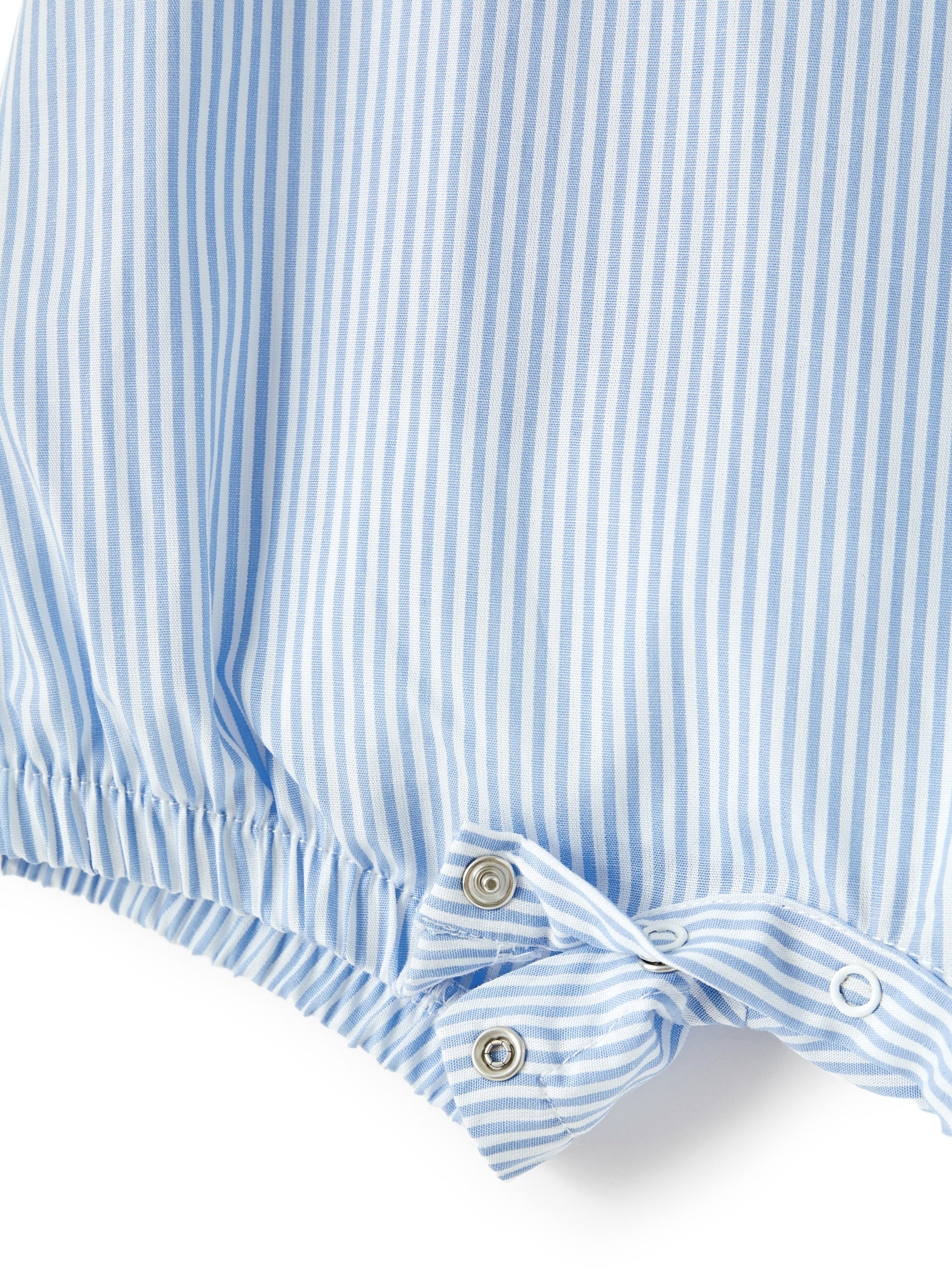 Short striped onesie with chameleon - Blue | Il Gufo