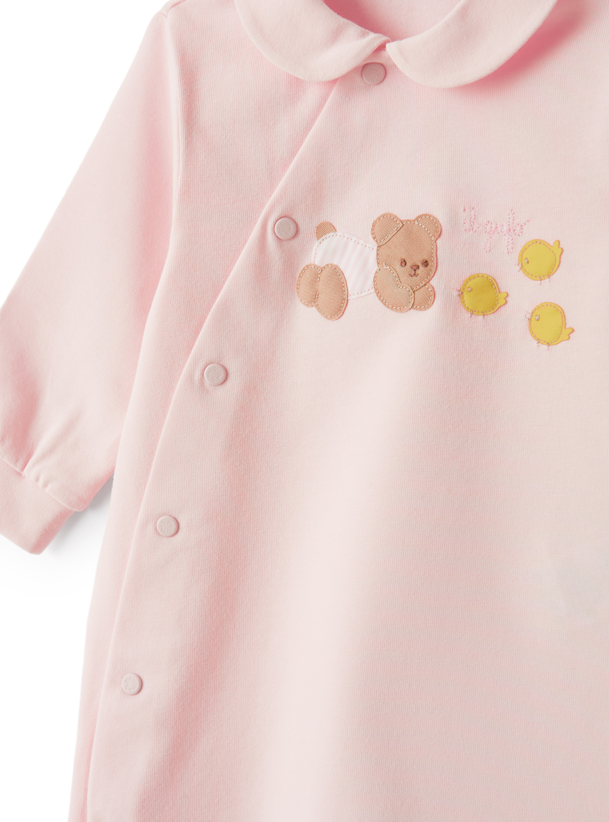 Pink jersey onesie with bear - Pink | Il Gufo