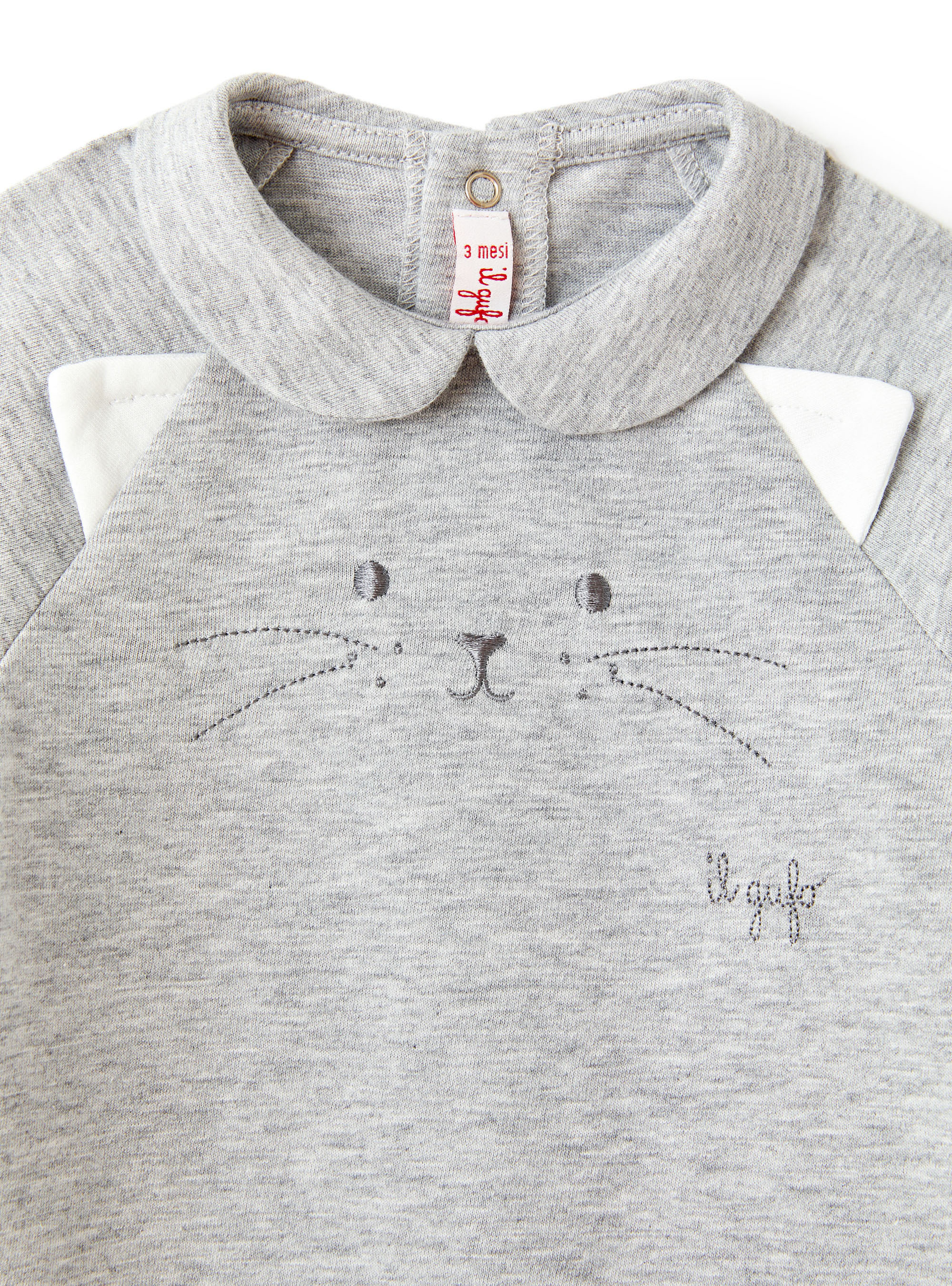 Grauer Schlafanzug mit Katzengesicht - Grau | Il Gufo