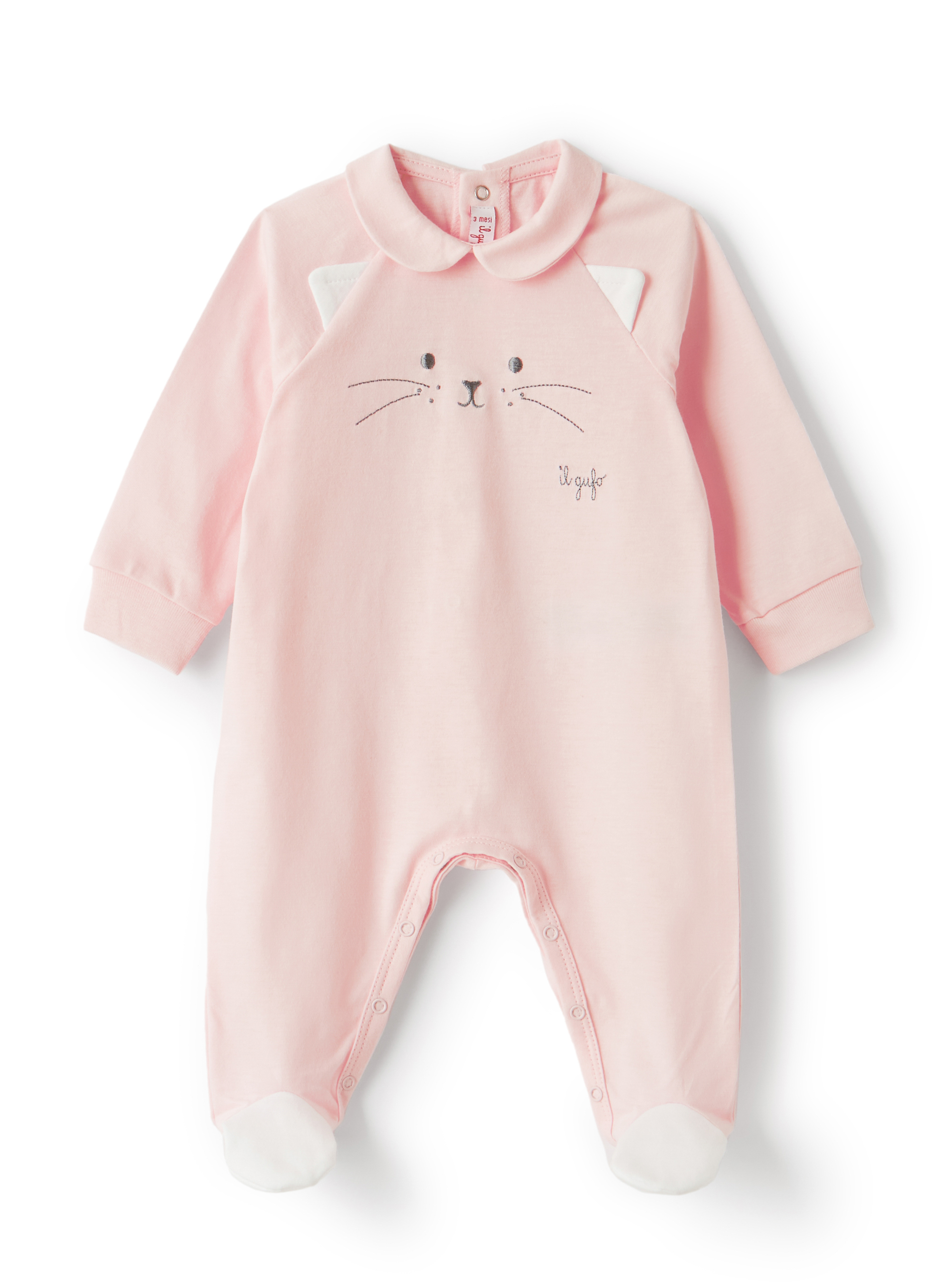 Pink onesie with cat face - Babygrows - Il Gufo
