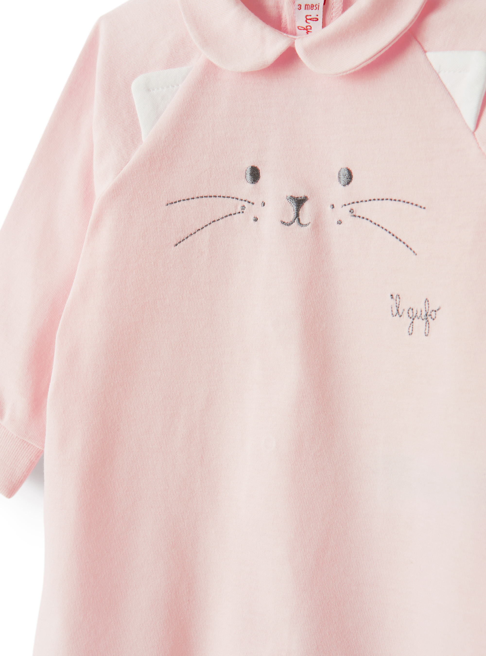 Pink onesie with cat face - Pink | Il Gufo