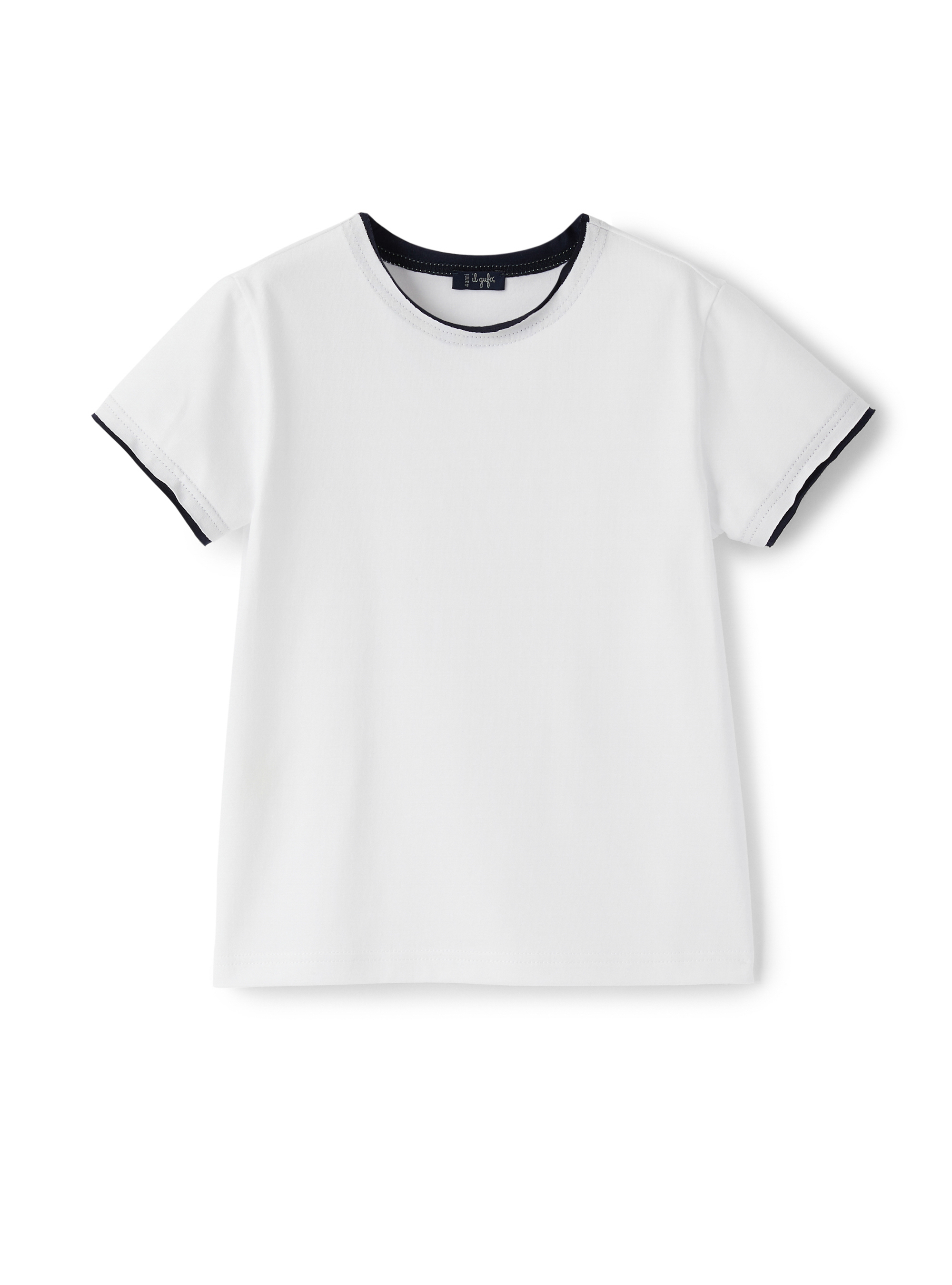Weißes T-Shirt mit blauer Paspel - T-shirts - Il Gufo