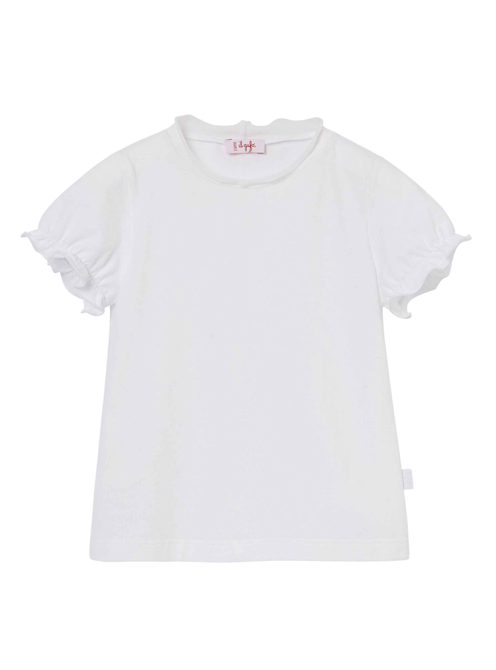 Jersey-T-Shirt mit Umrandung im Puppenstich - Weiss | Il Gufo