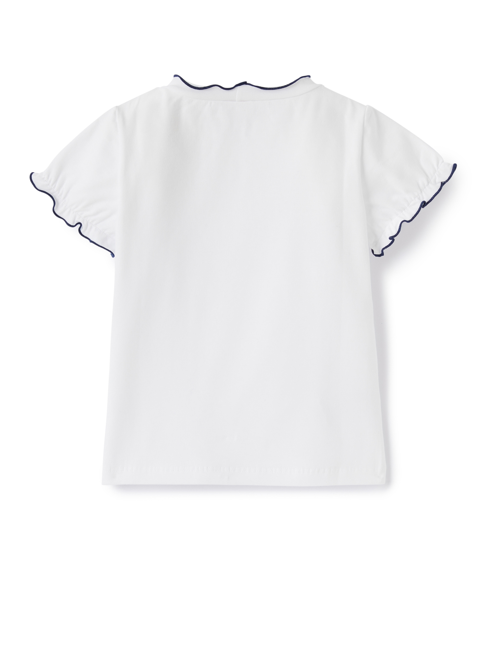 Jersey-T-Shirt mit Umrandung in Kontrastfarbe - Weiss | Il Gufo