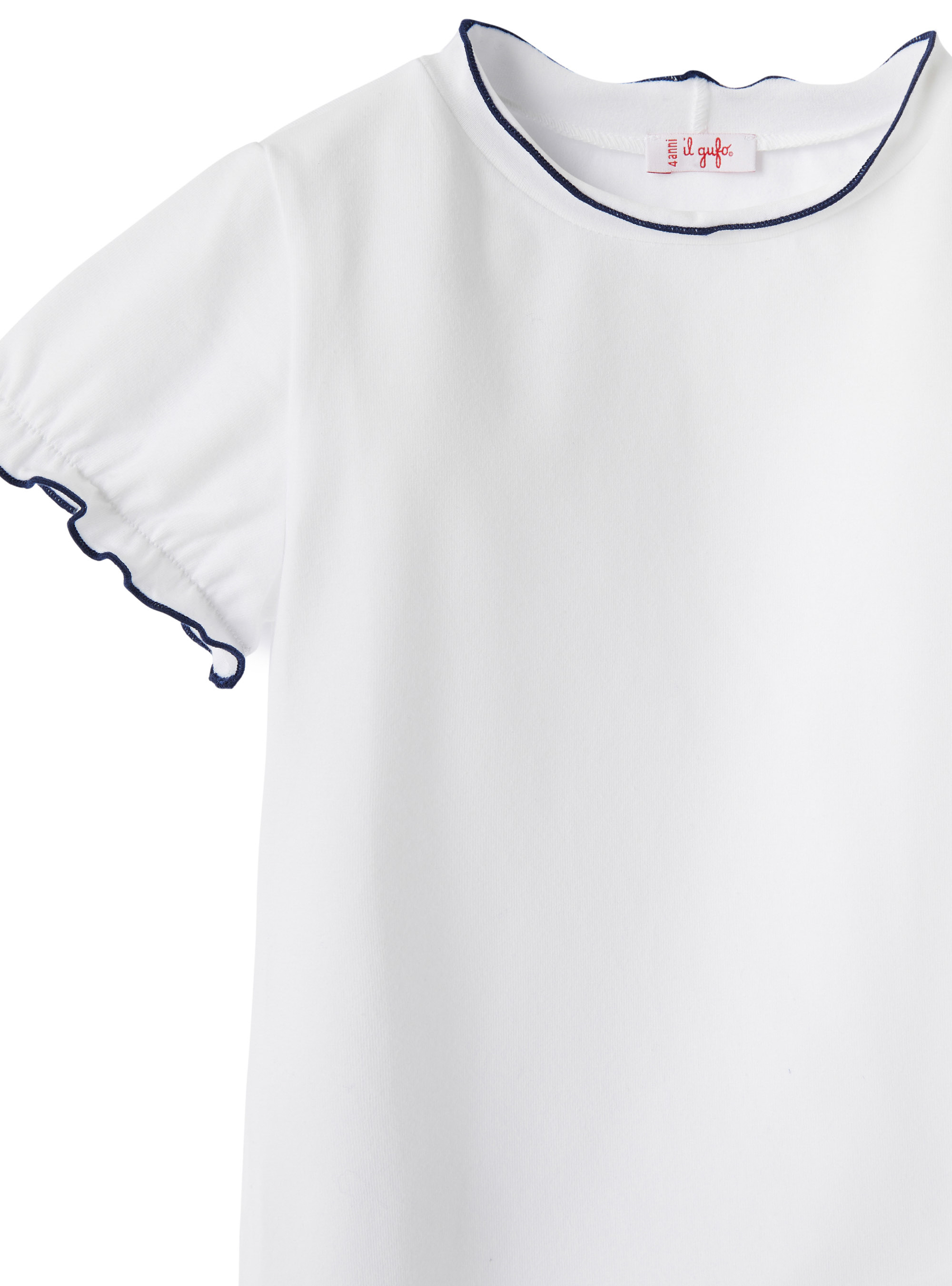 Jersey-T-Shirt mit Umrandung in Kontrastfarbe - Weiss | Il Gufo