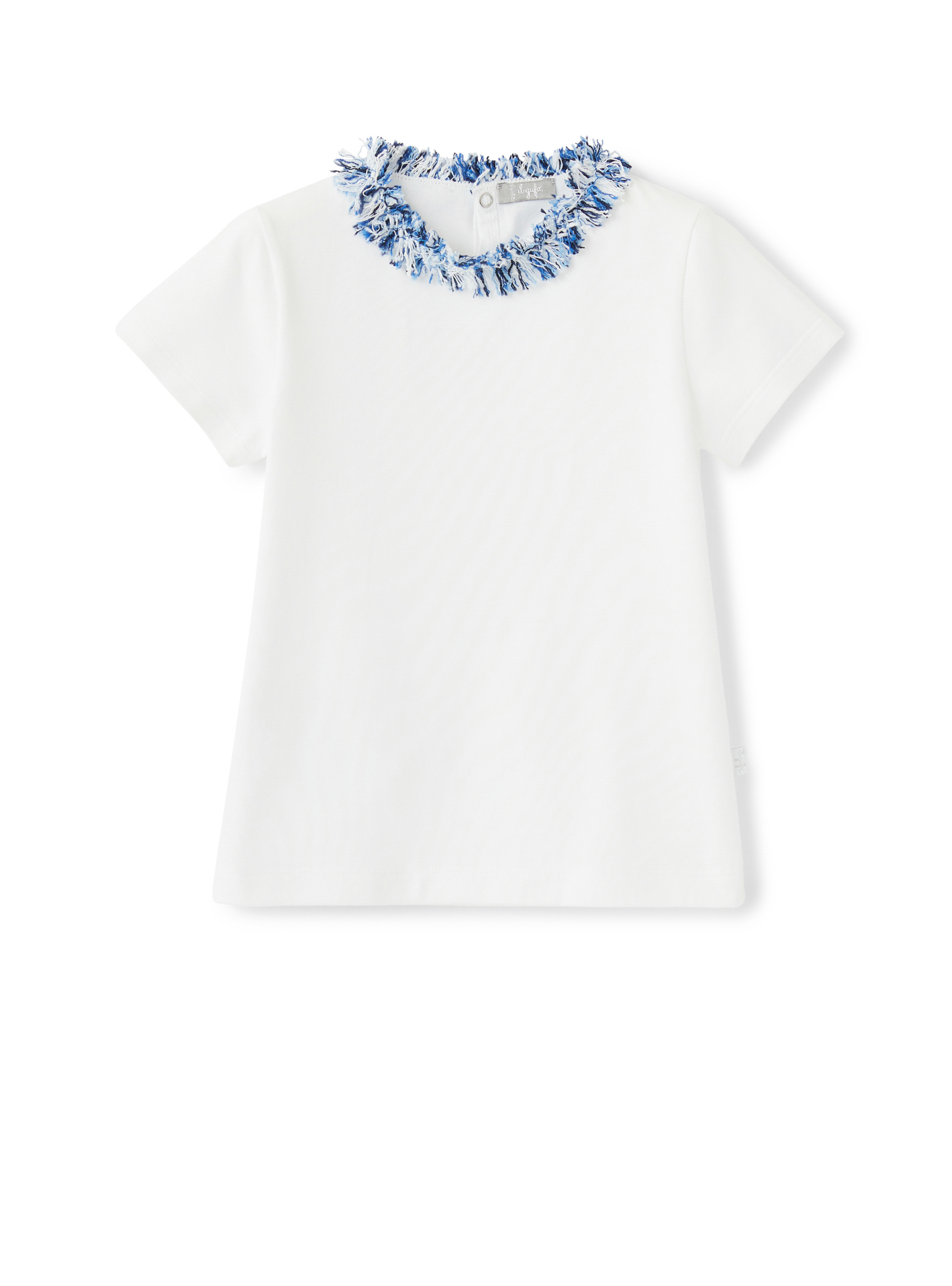 T-shirt with fringed profile - White | Il Gufo