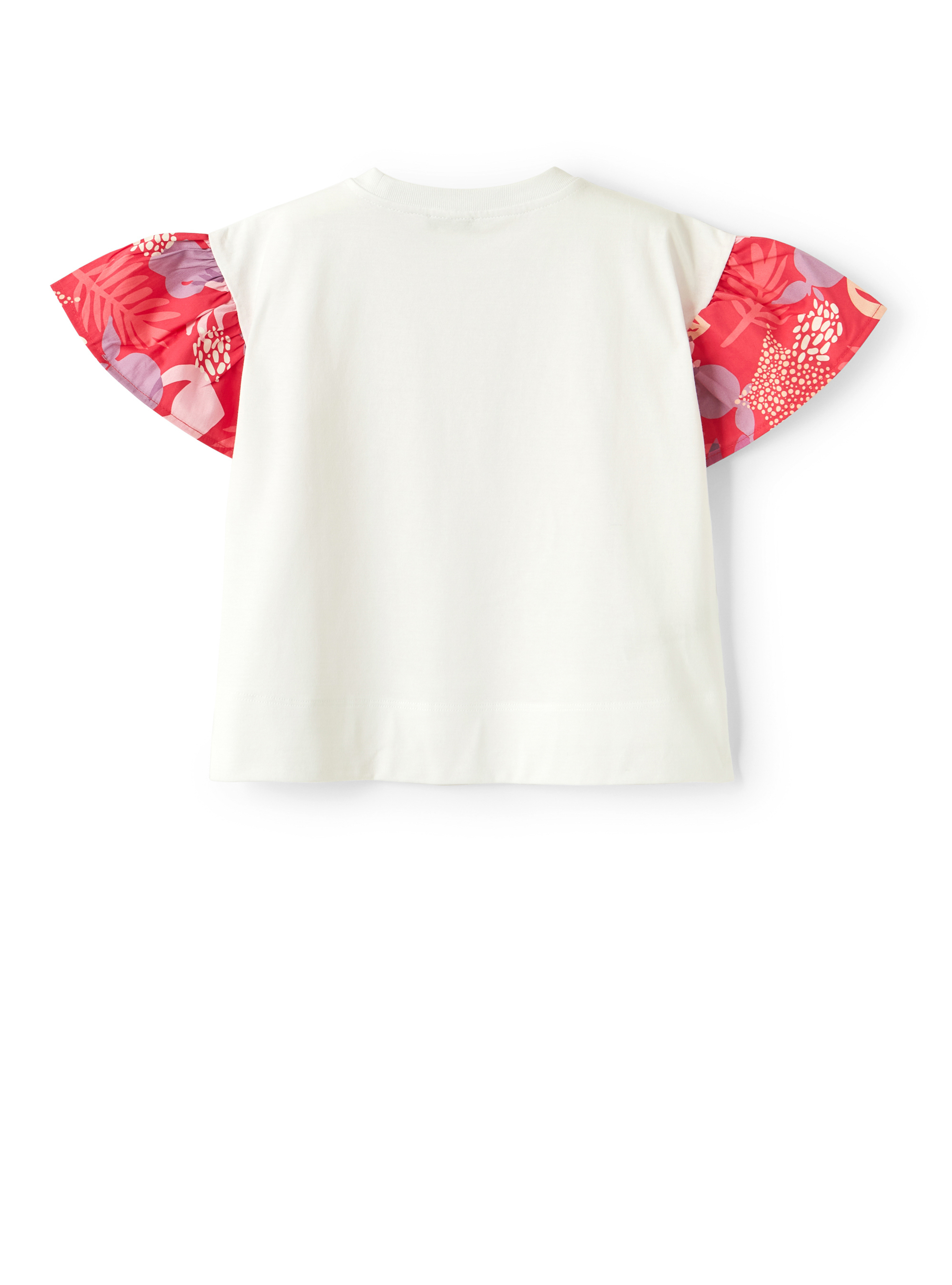 T-shirt with patterned ruffle sleeves - White | Il Gufo