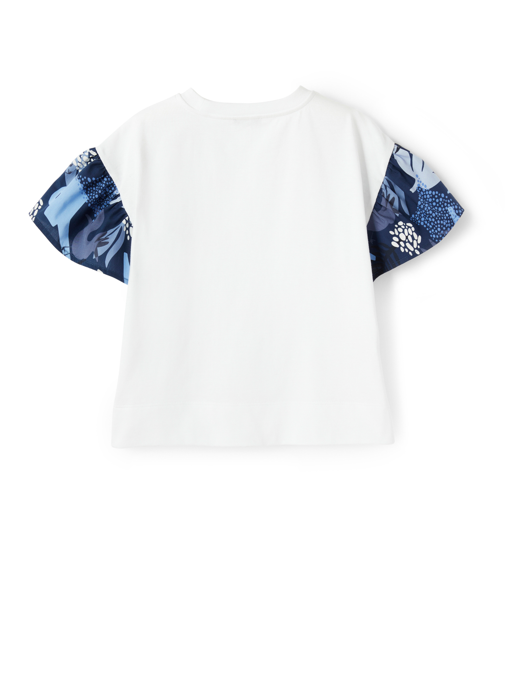 T-shirt with patterned ruffle sleeves - White | Il Gufo