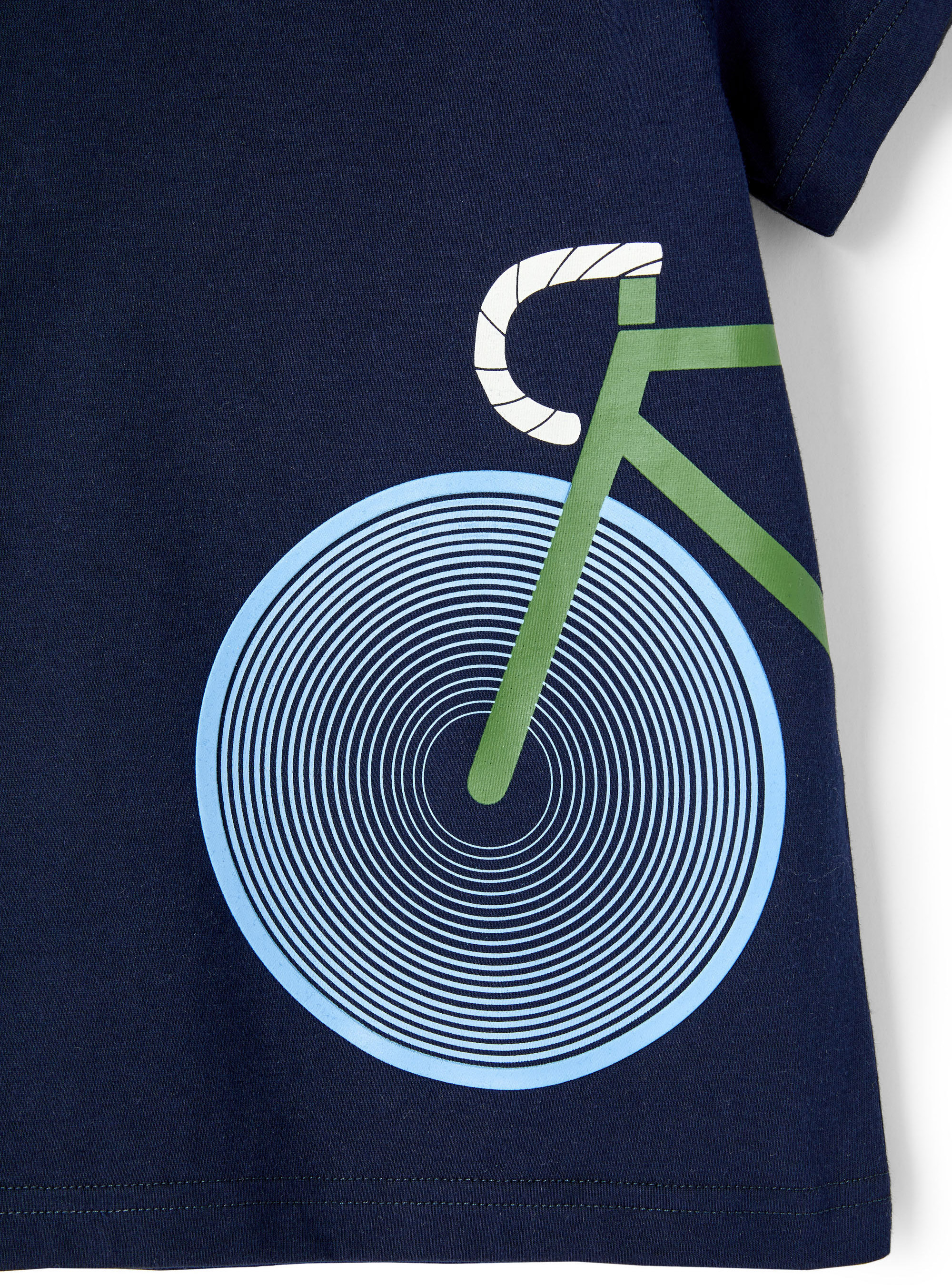 T-Shirt mit Fahrrad-Print - Blau | Il Gufo