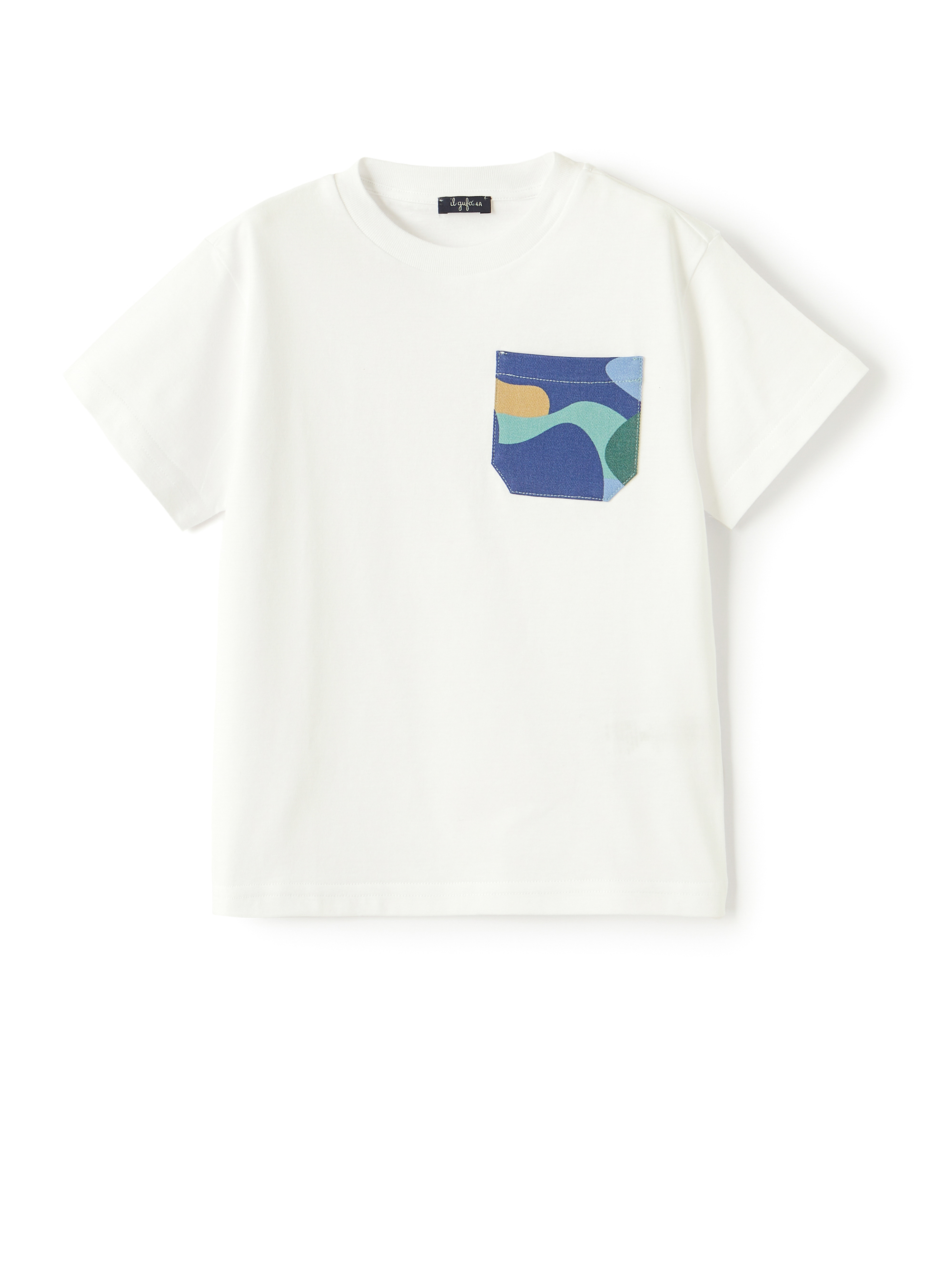 T-shirt con taschino camouflage - Bianco | Il Gufo