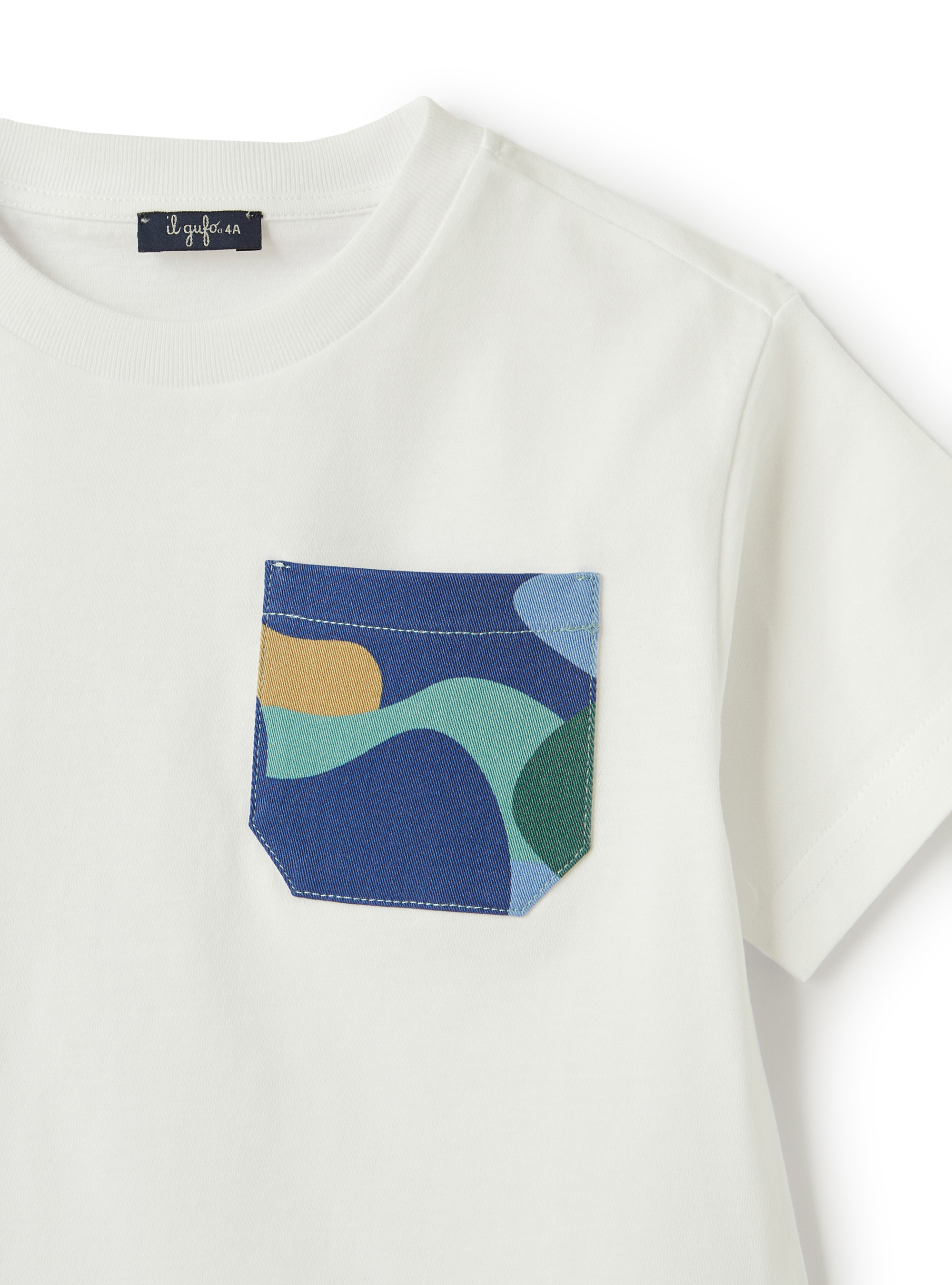 T-shirt con taschino camouflage - Bianco | Il Gufo