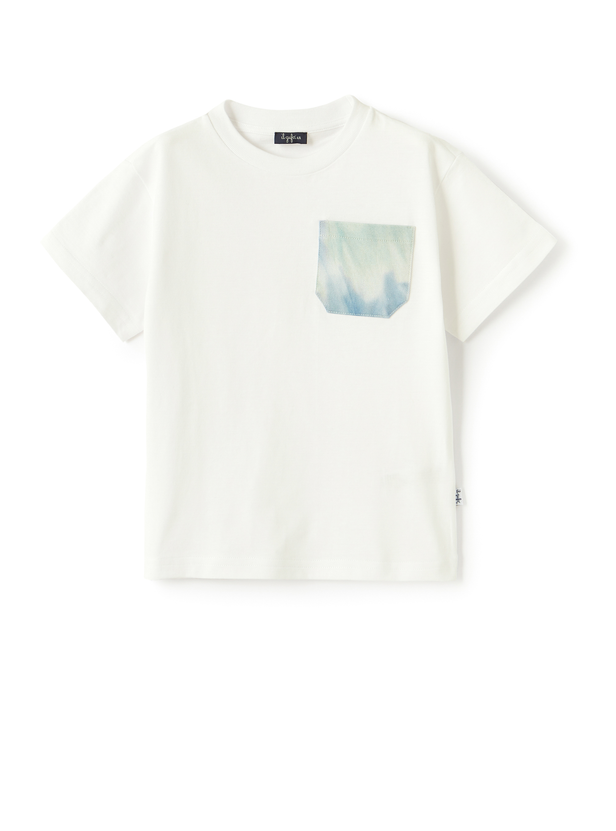 T-shirt with tie dye pocket - White | Il Gufo