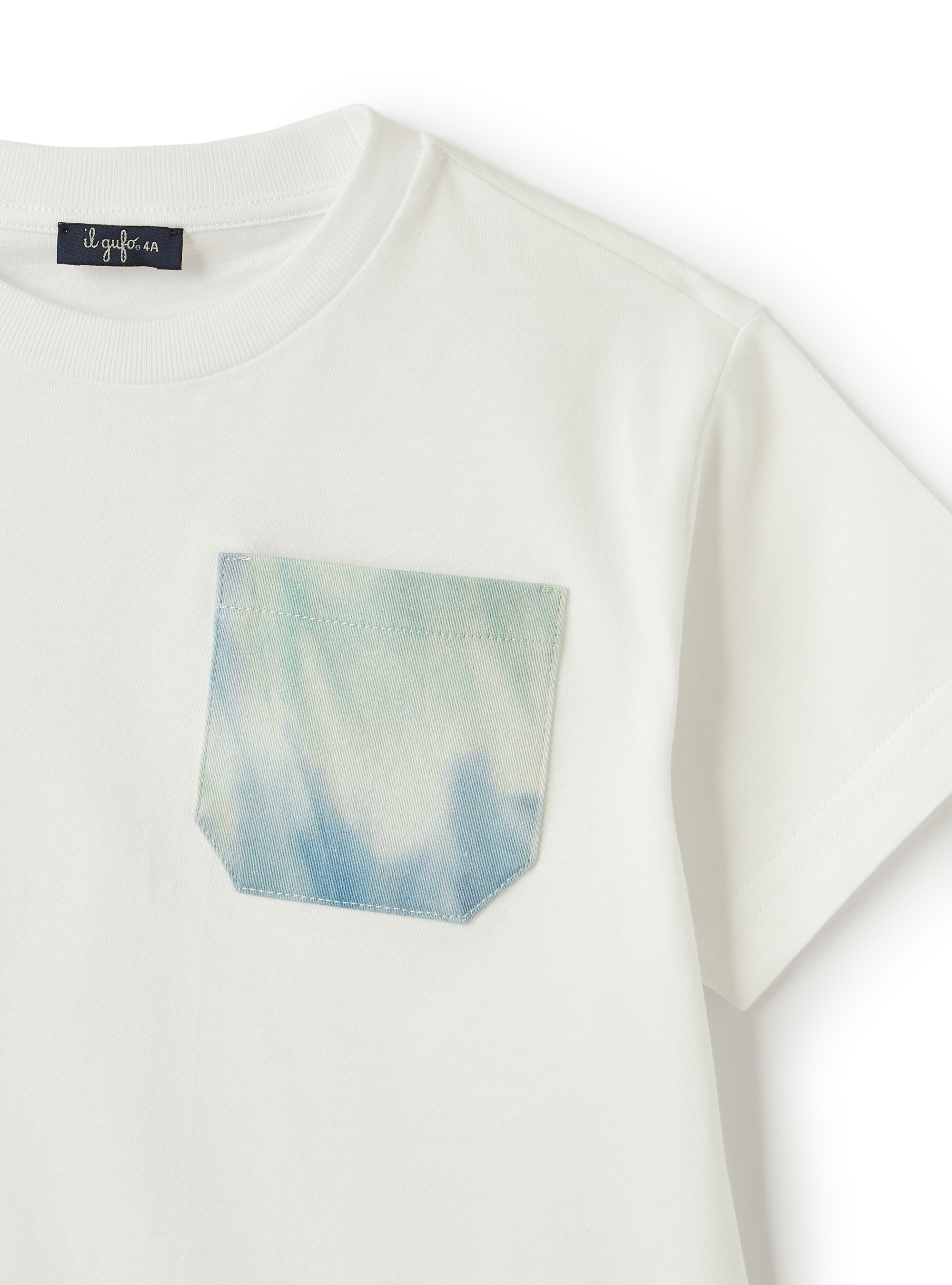T-shirt con taschino tie dye - Bianco | Il Gufo