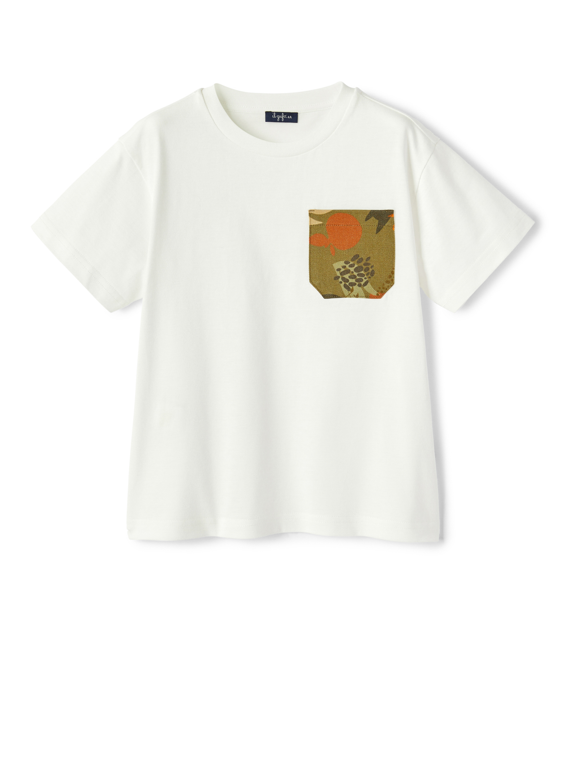 T-shirt with patterned pocket - White | Il Gufo