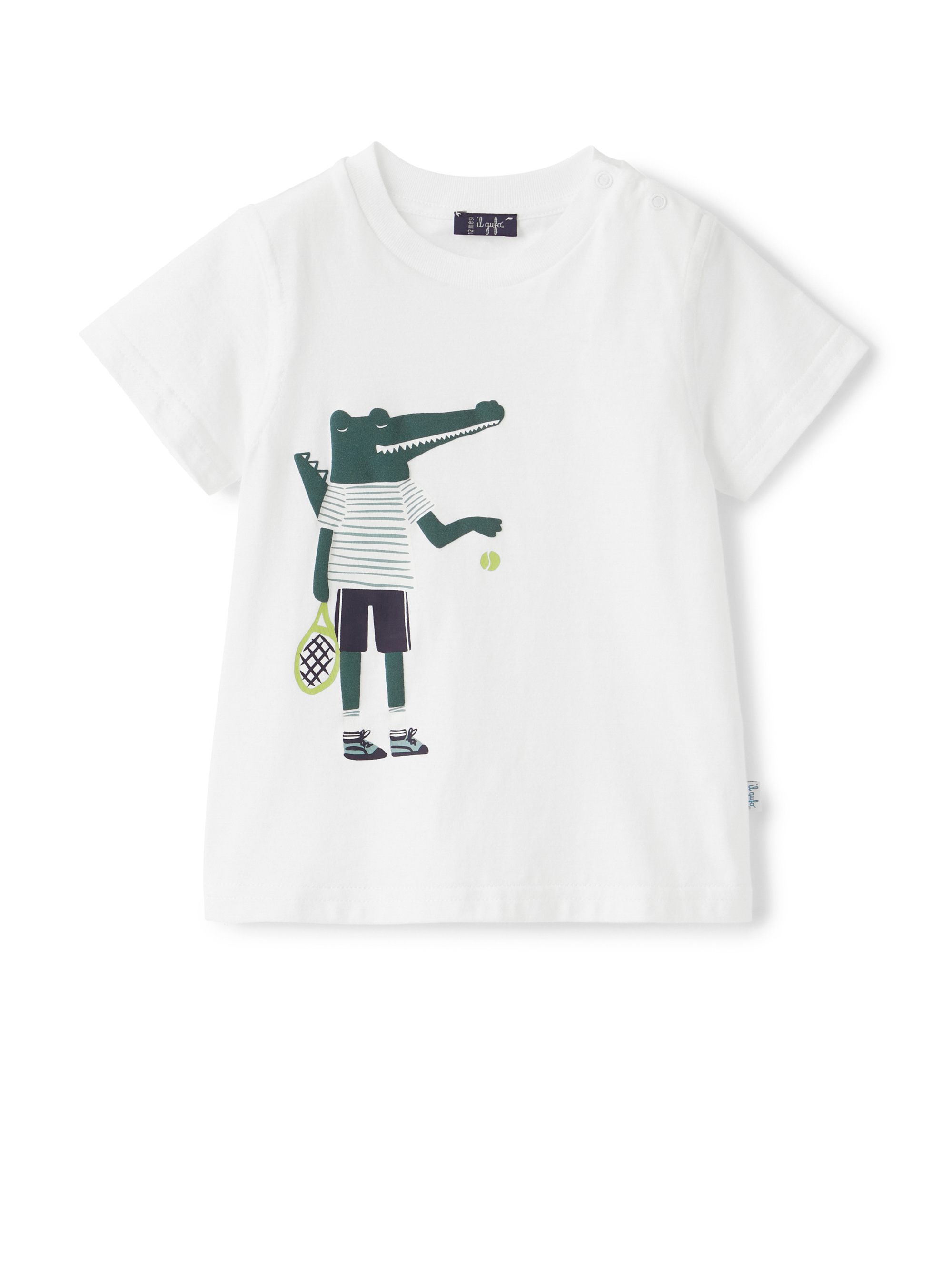 White t-shirt with crocodile print - T-shirts - Il Gufo