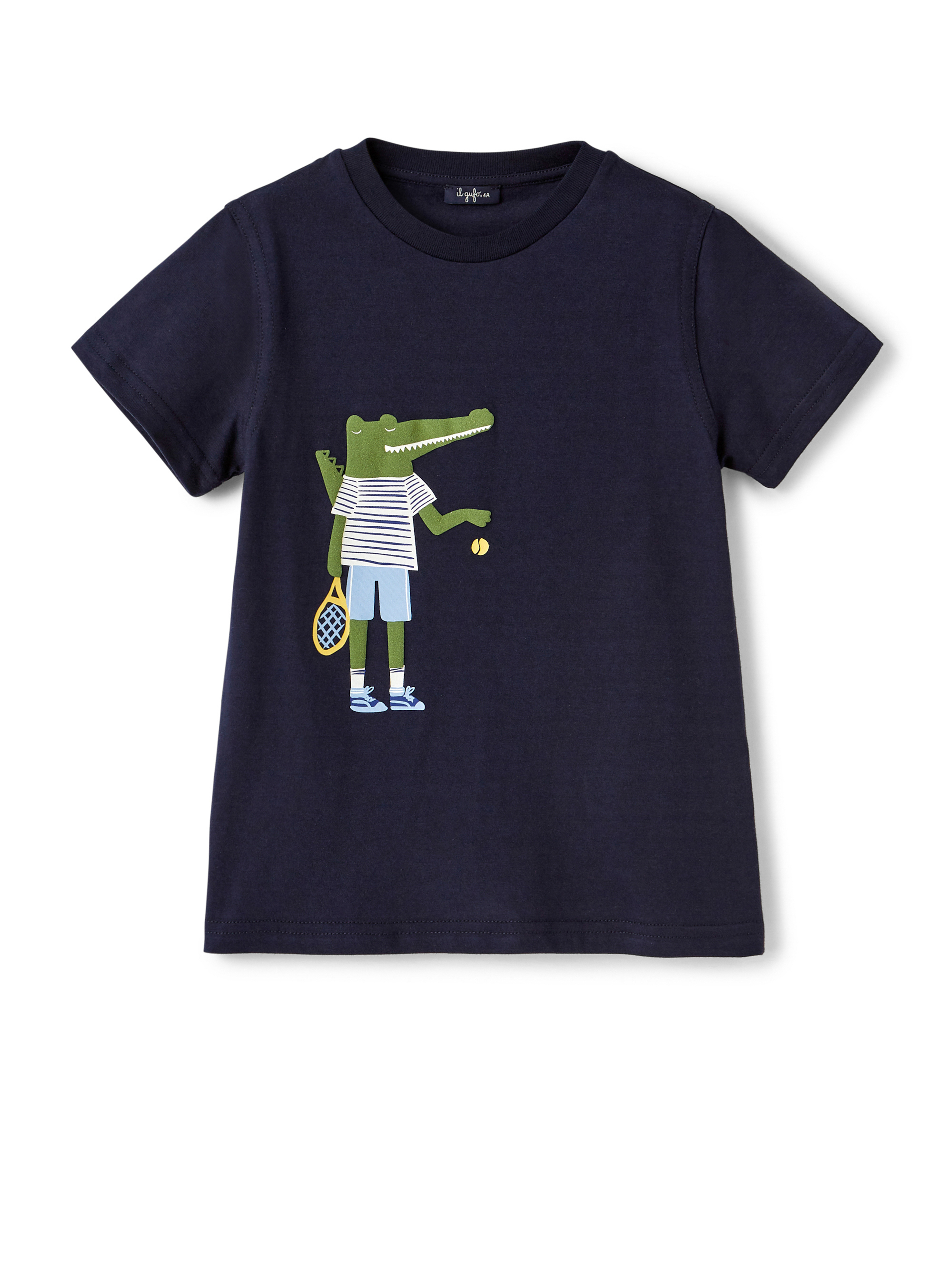 Blue t-shirt with crocodile print - T-shirts - Il Gufo