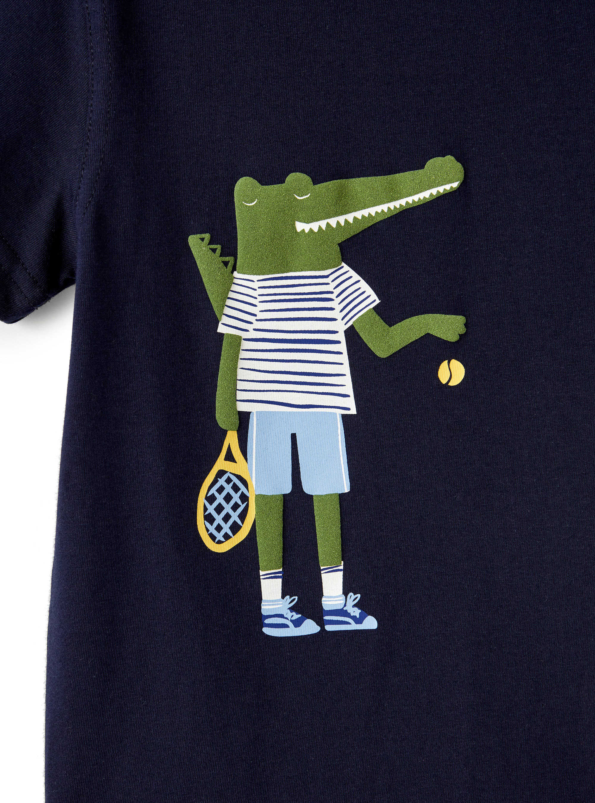 Blue t-shirt with crocodile print - Blue | Il Gufo