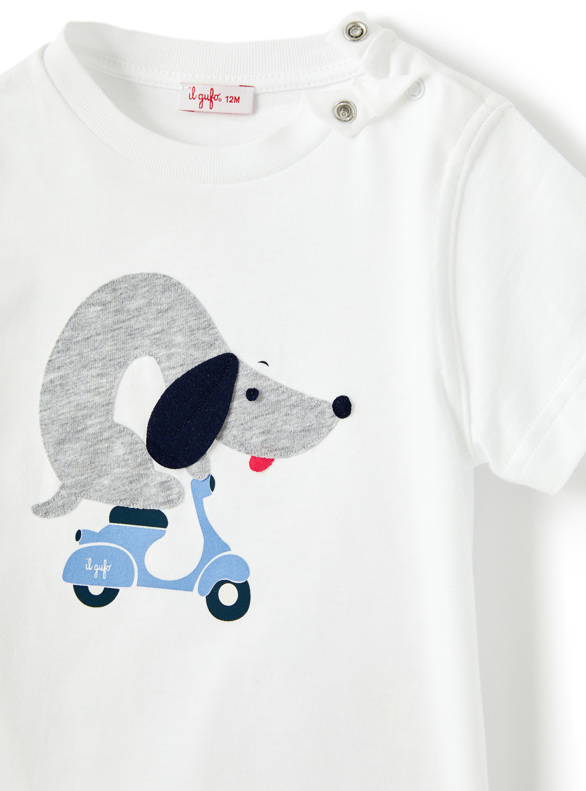 Jersey t-shirt with sausage dog - White | Il Gufo