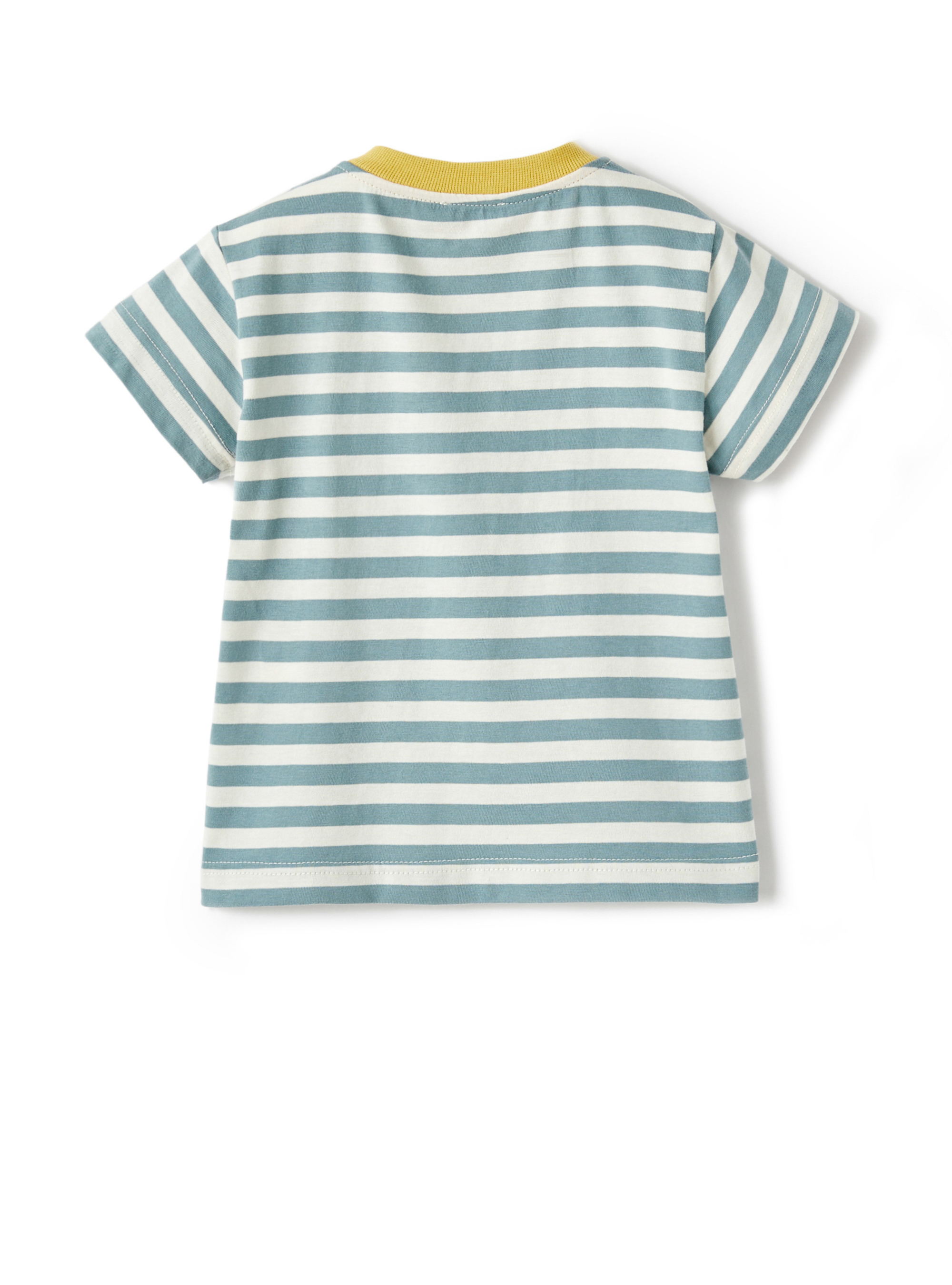 Gestreiftes T-Shirt mit Brusttasche - Grün | Il Gufo