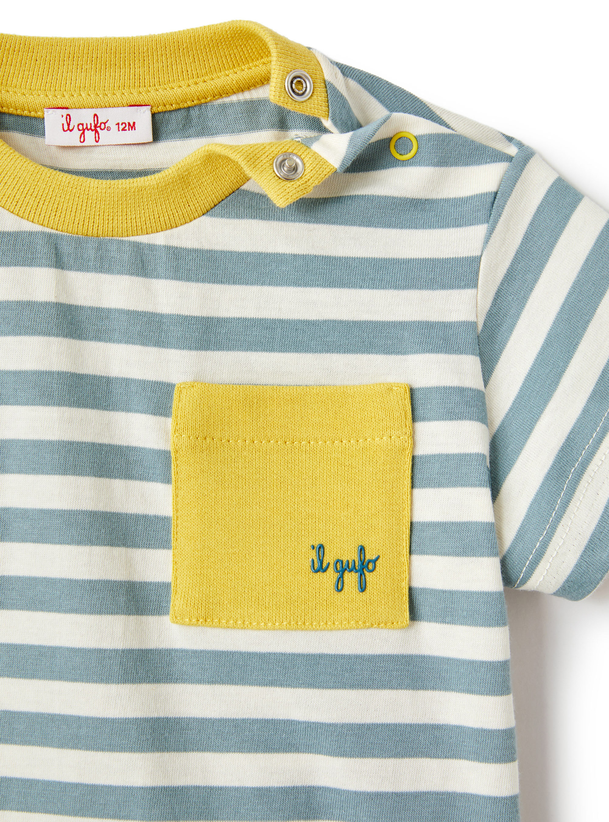 Striped t-shirt with pocket - Green | Il Gufo