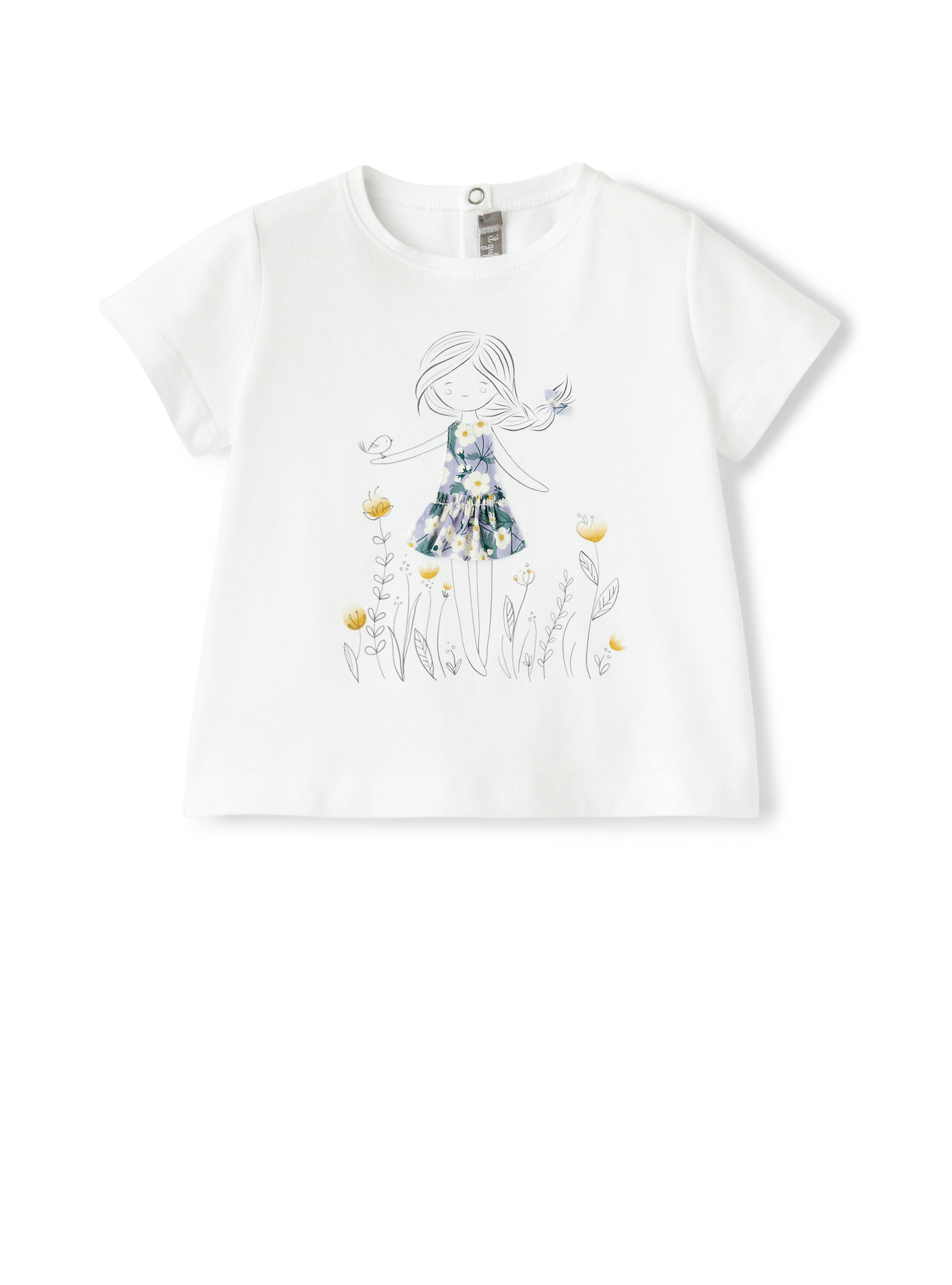 Jersey flared t-shirt with little girl - T-shirts - Il Gufo