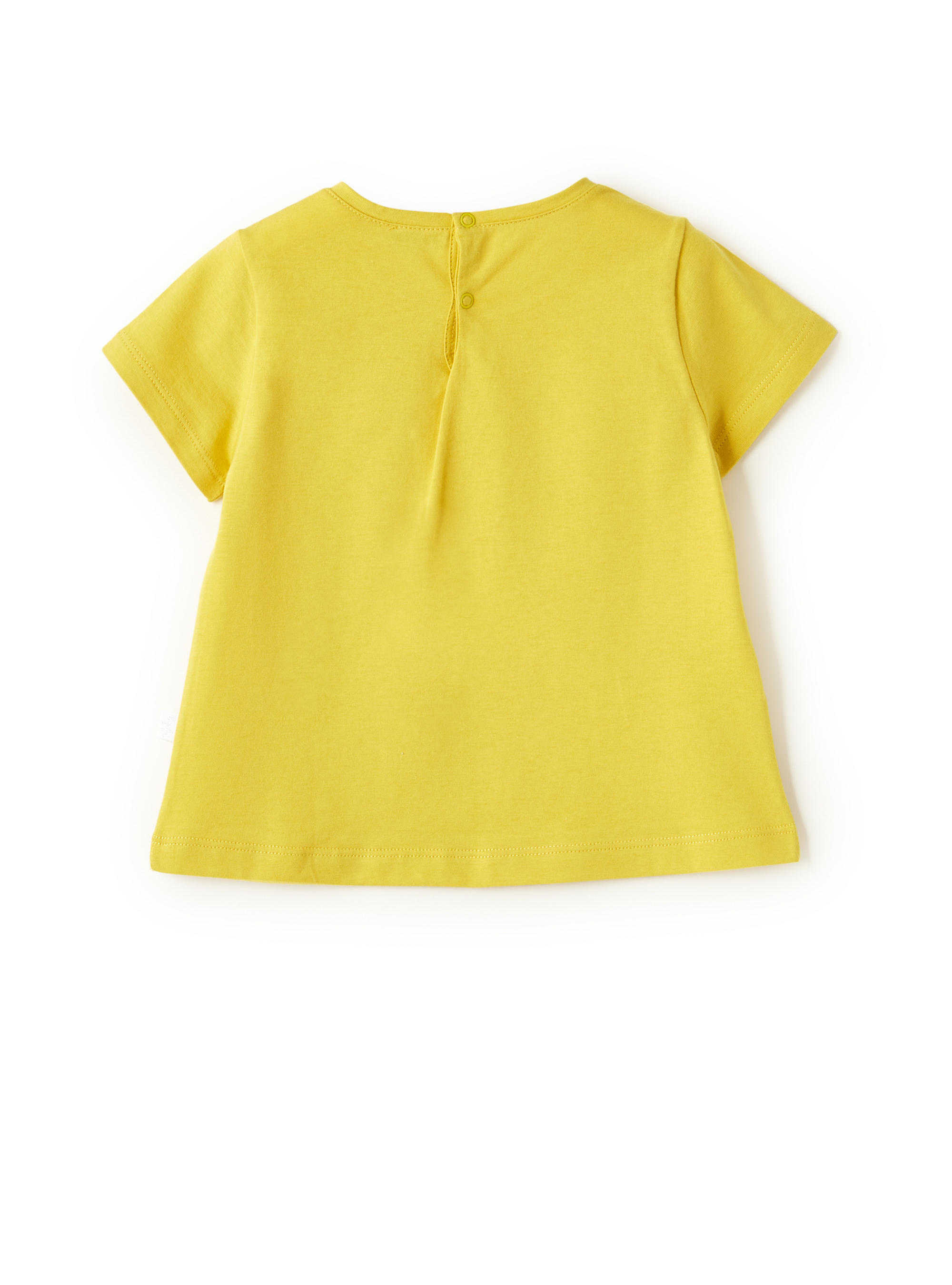 T-shirt en jersey jaune avec petite fille - Jaune | Il Gufo
