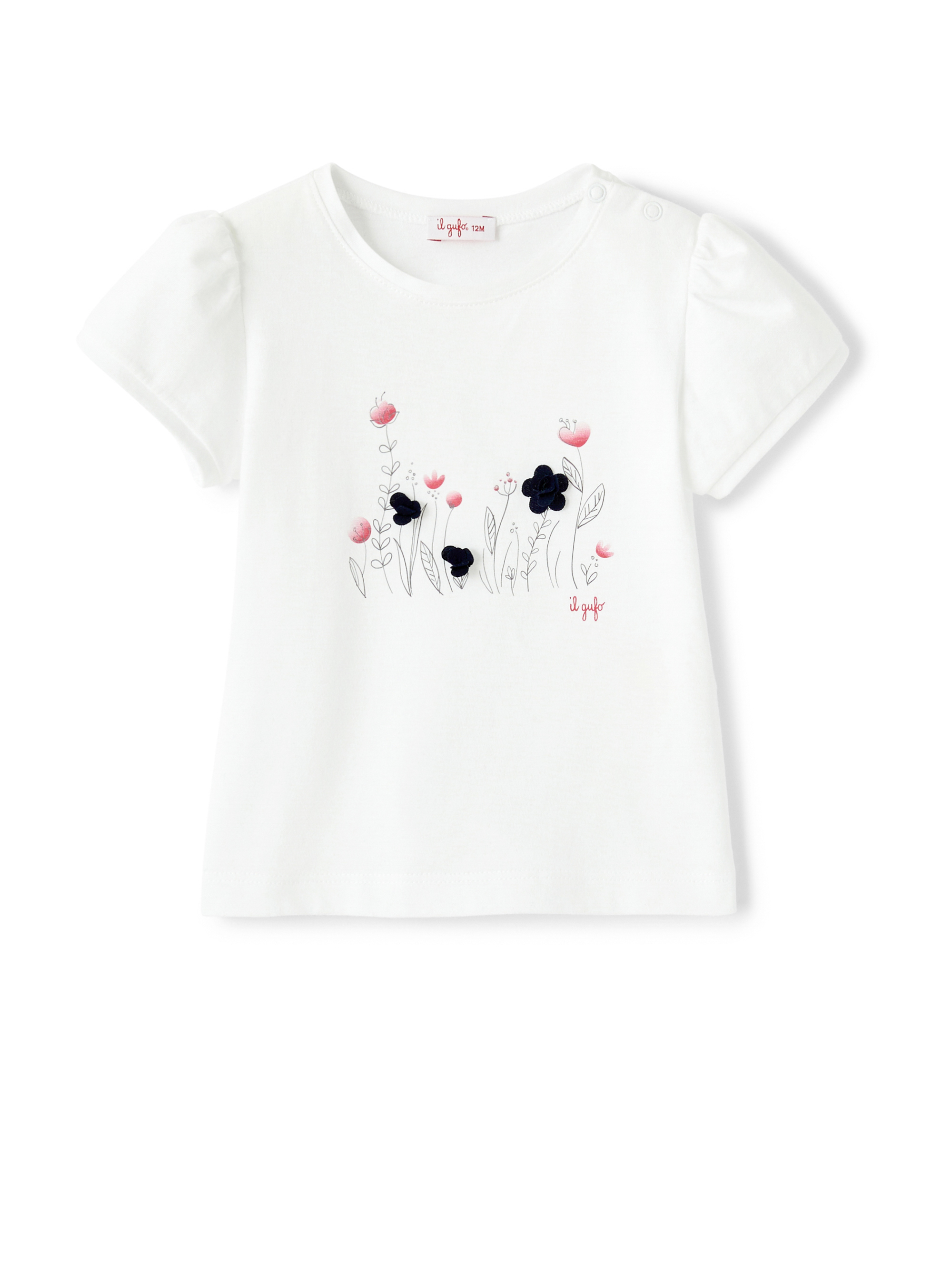 T-shirt with flowers and puff sleeves - T-shirts - Il Gufo