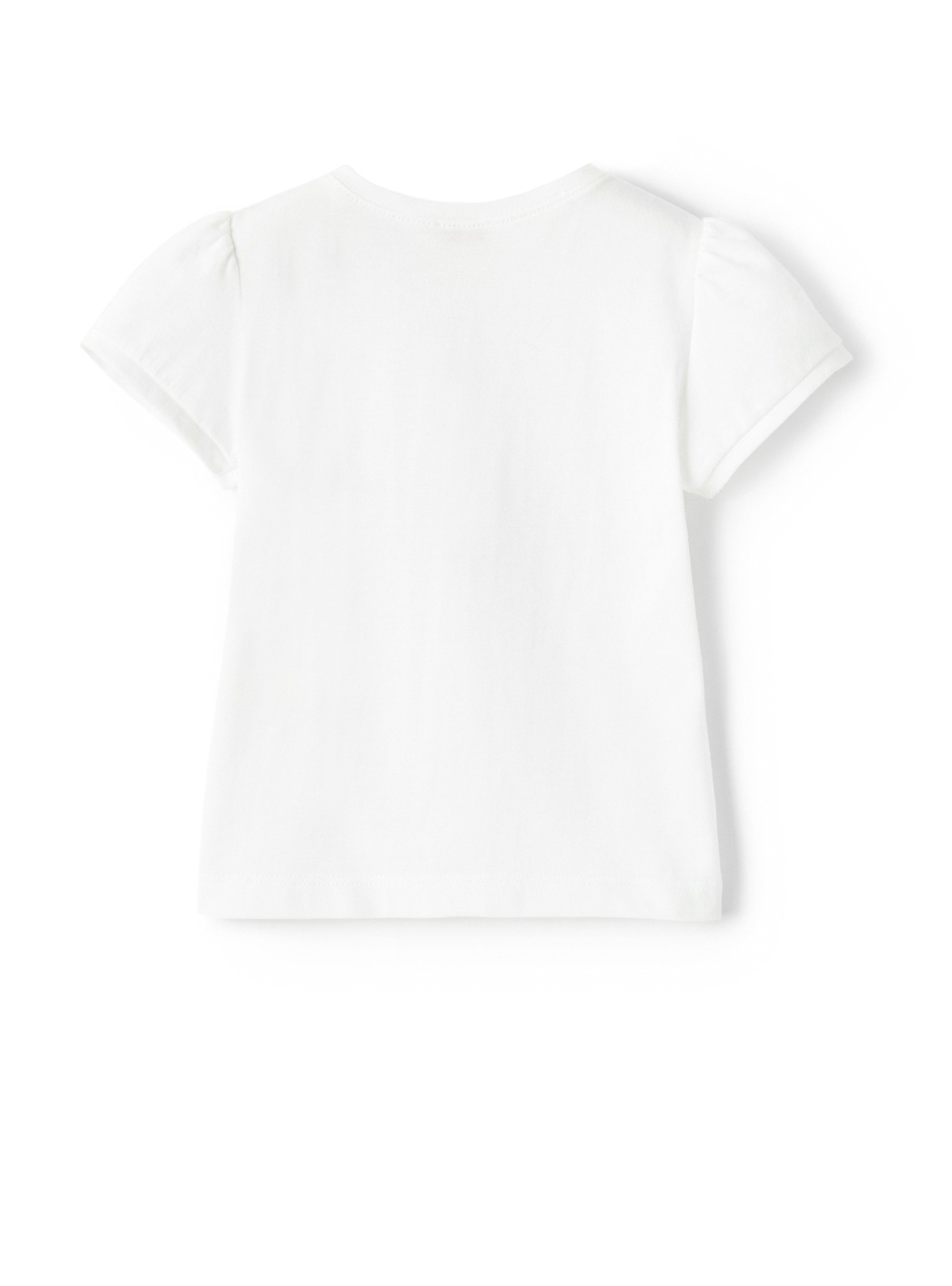 T-shirt con fiori e maniche a sbuffo - Bianco | Il Gufo