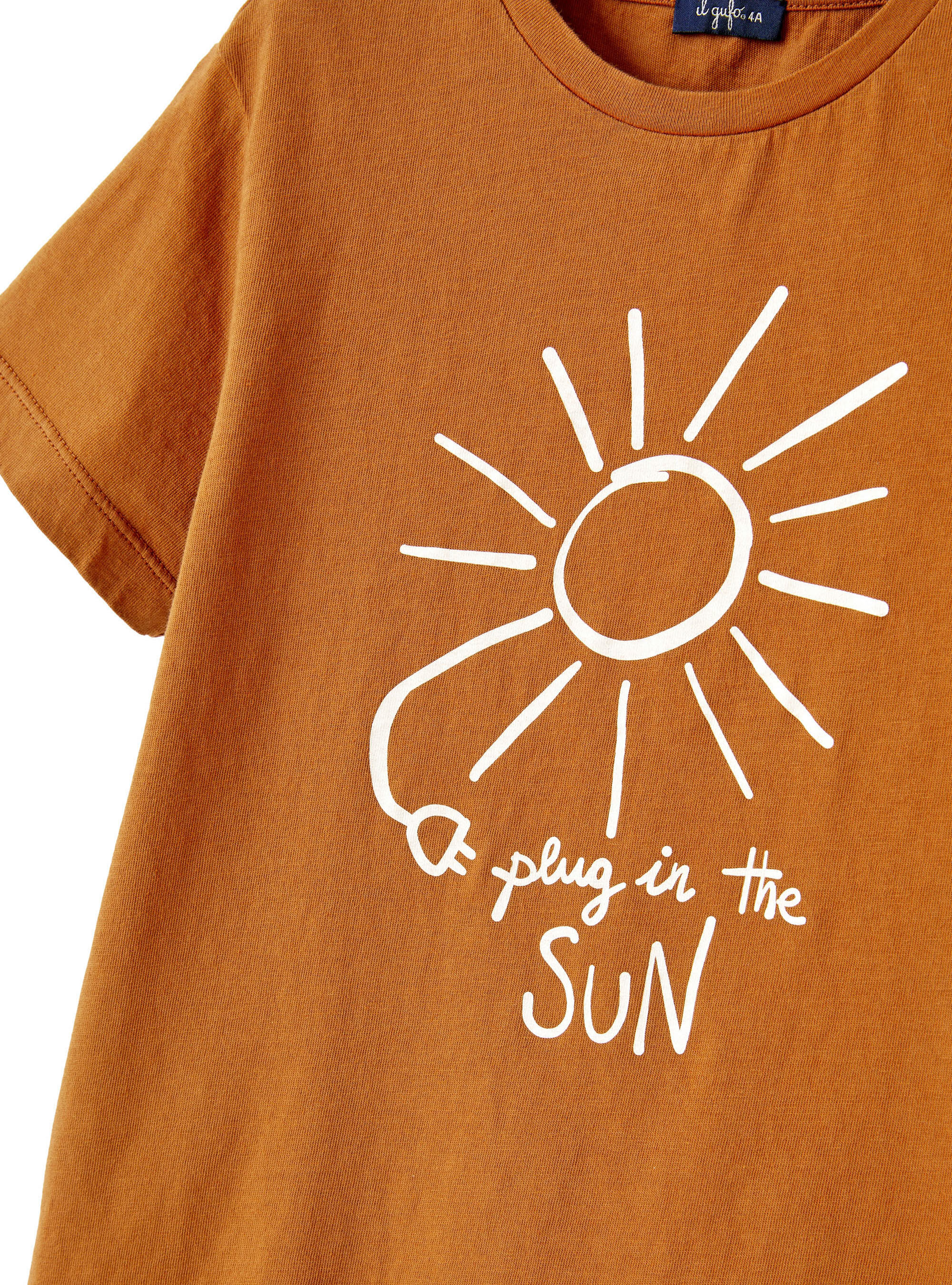 T-Shirt aus Bio-Baumwolle mit Aufdruck - Orange | Il Gufo
