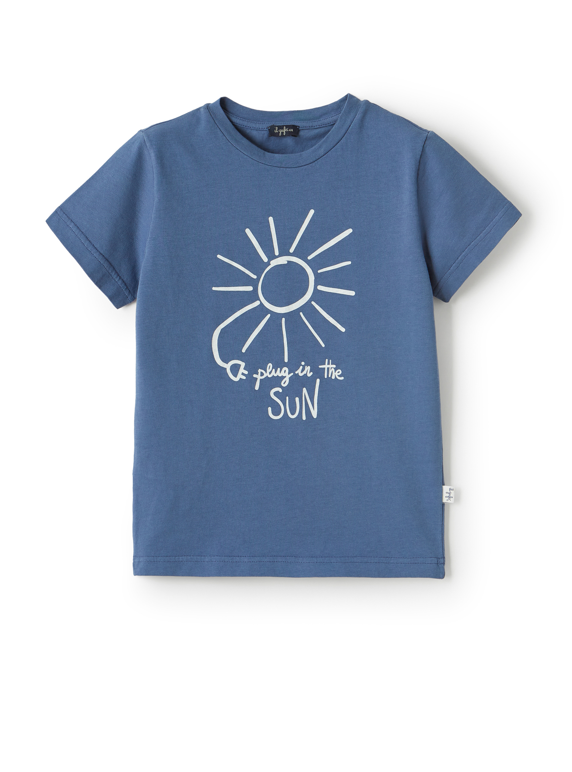 T-shirt en coton bio avec imprimé - Bleu | Il Gufo