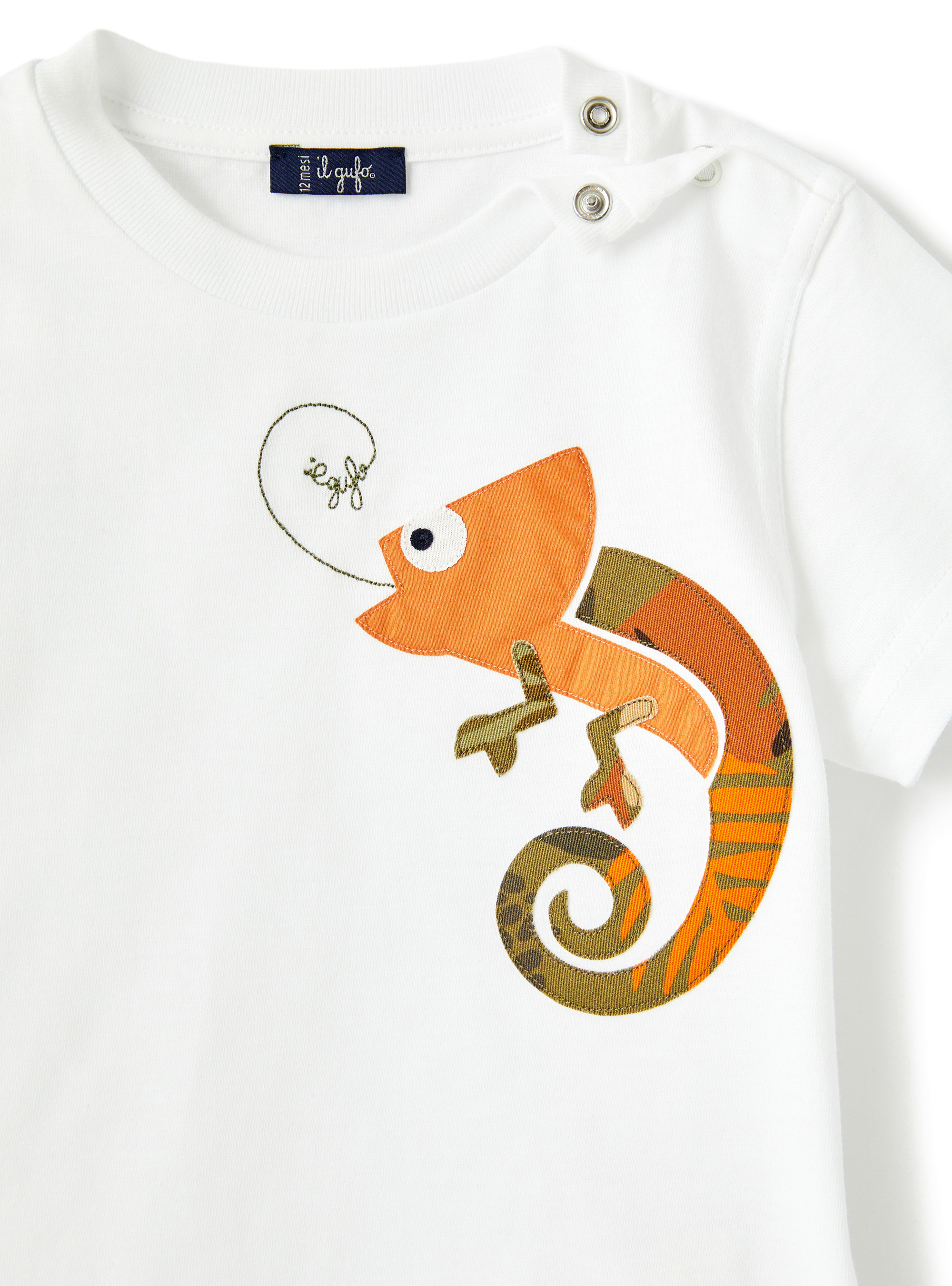 T-shirt with patterned chameleon - White | Il Gufo