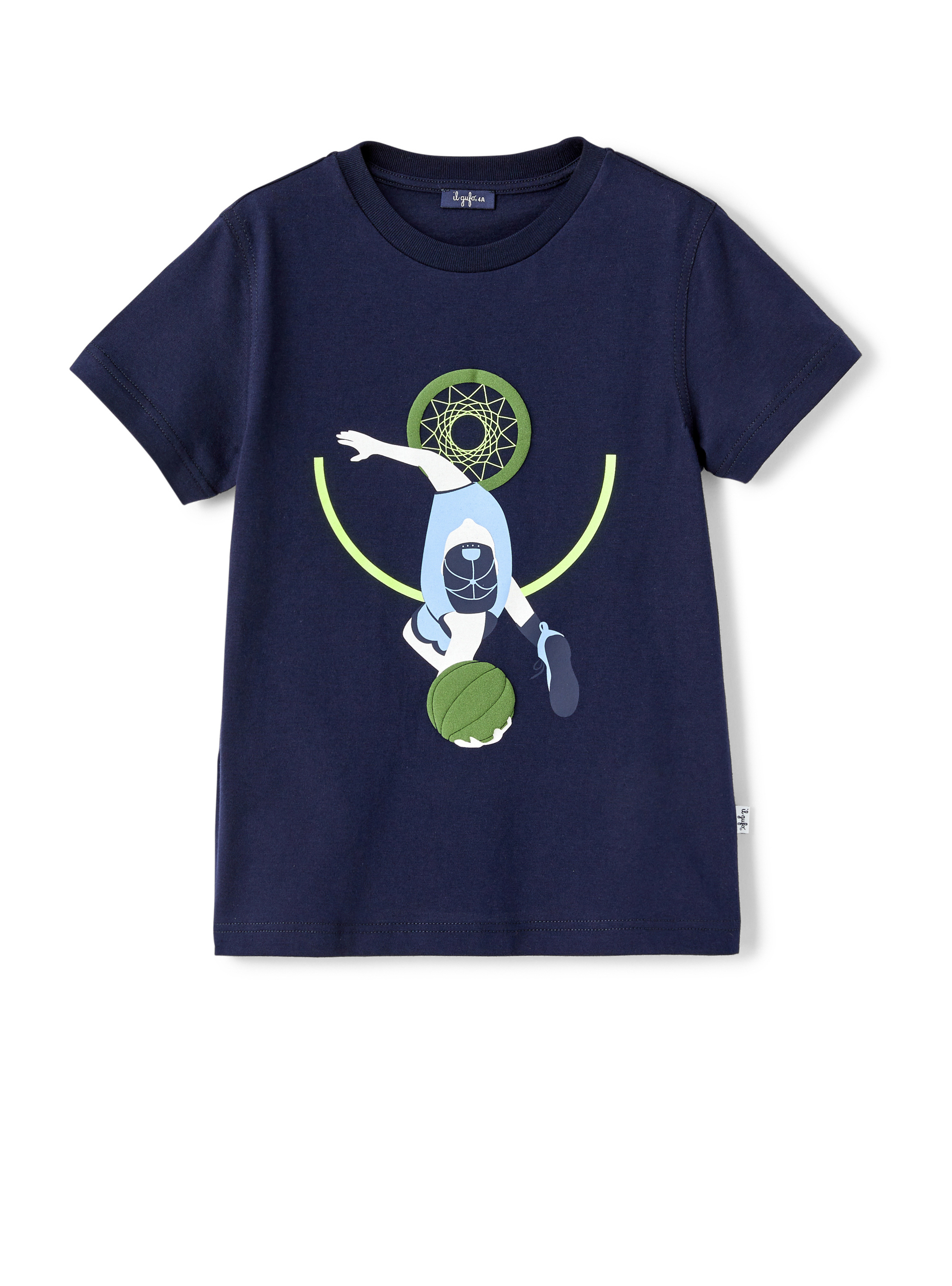 Blaues T-Shirt mit Basketballspieler-Aufdruck - T-shirts - Il Gufo
