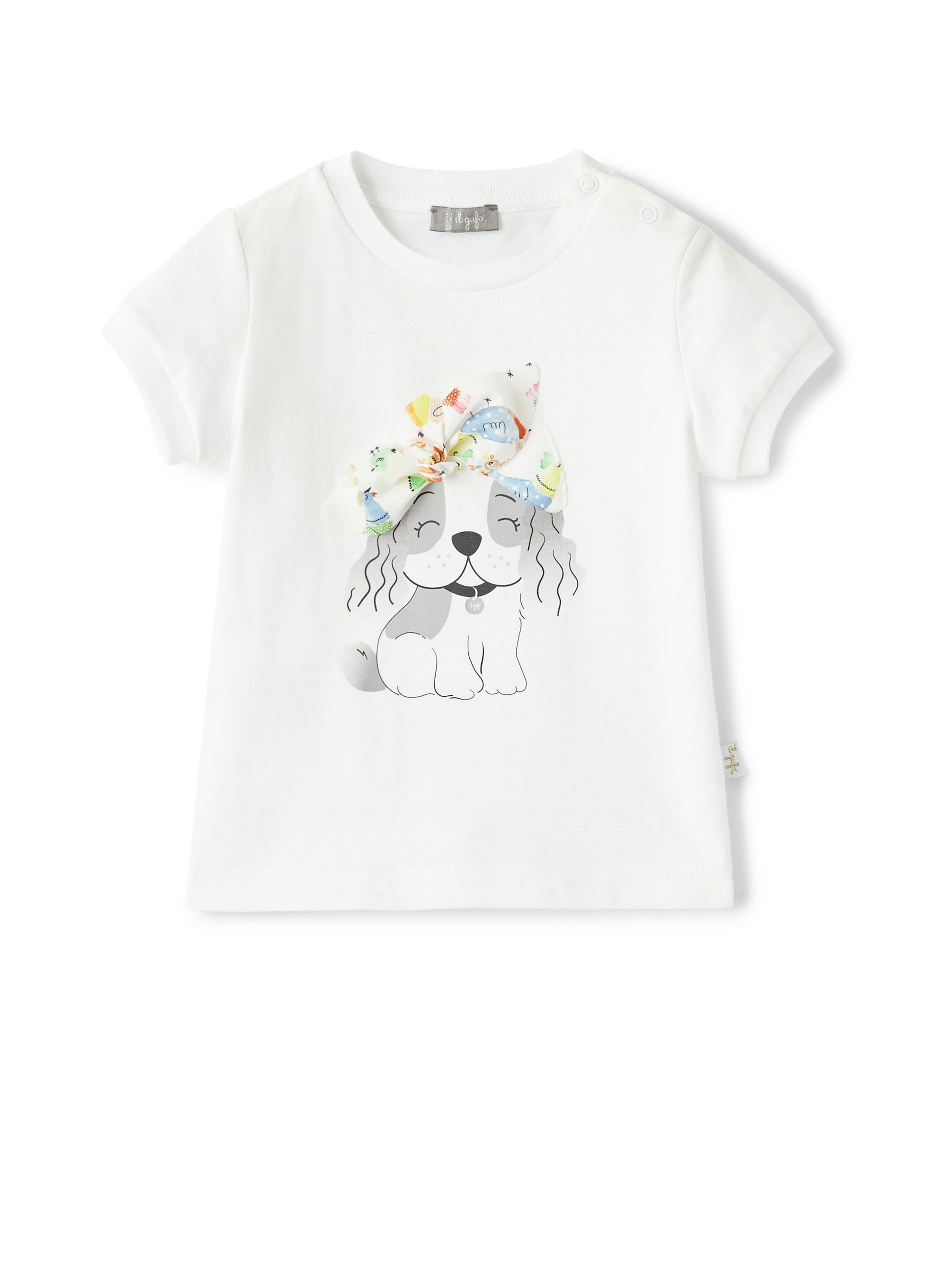 T-shirt con cagnolino e applicazione - T-shirt - Il Gufo
