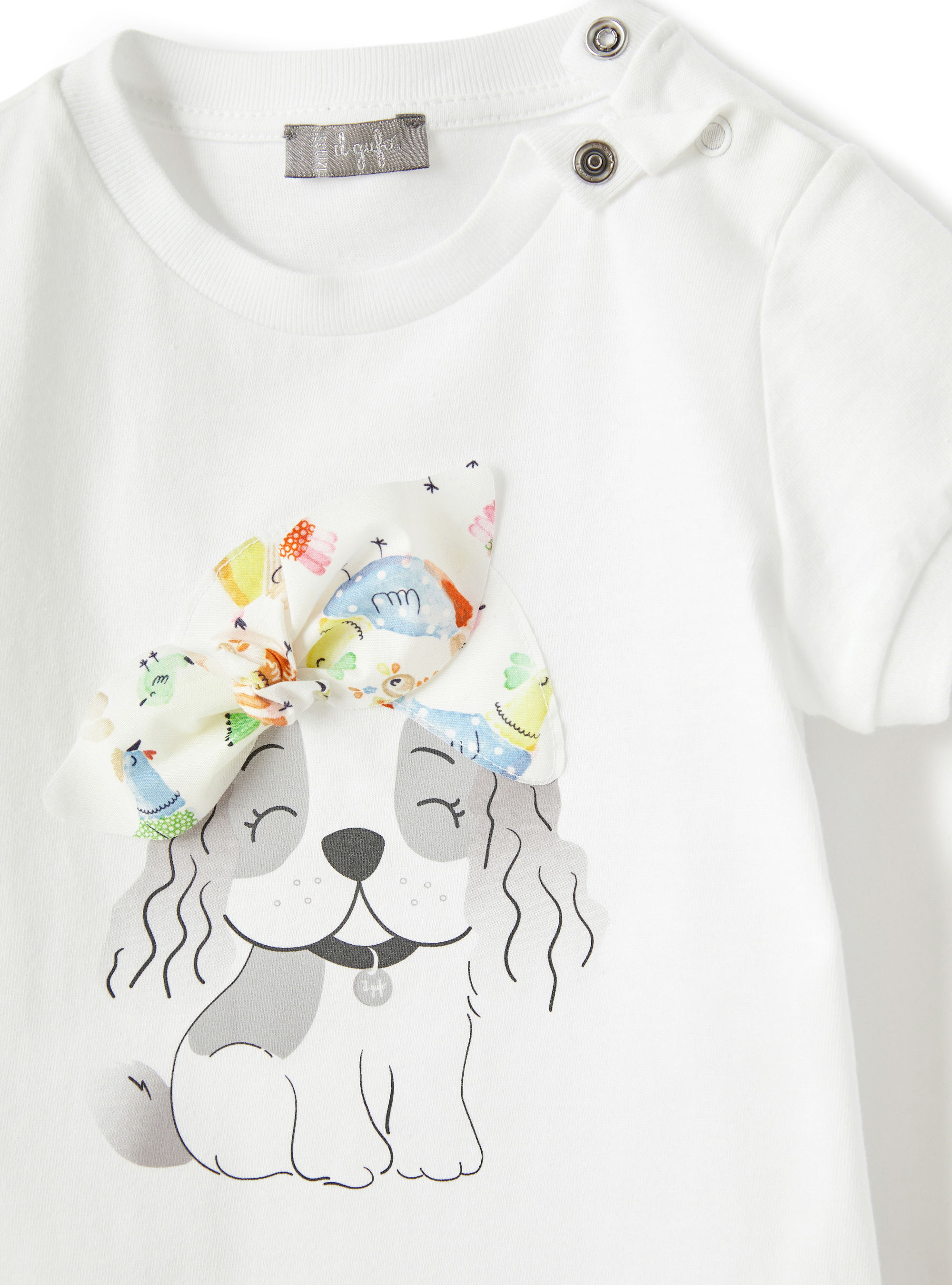 T-shirt with puppy and application - White | Il Gufo