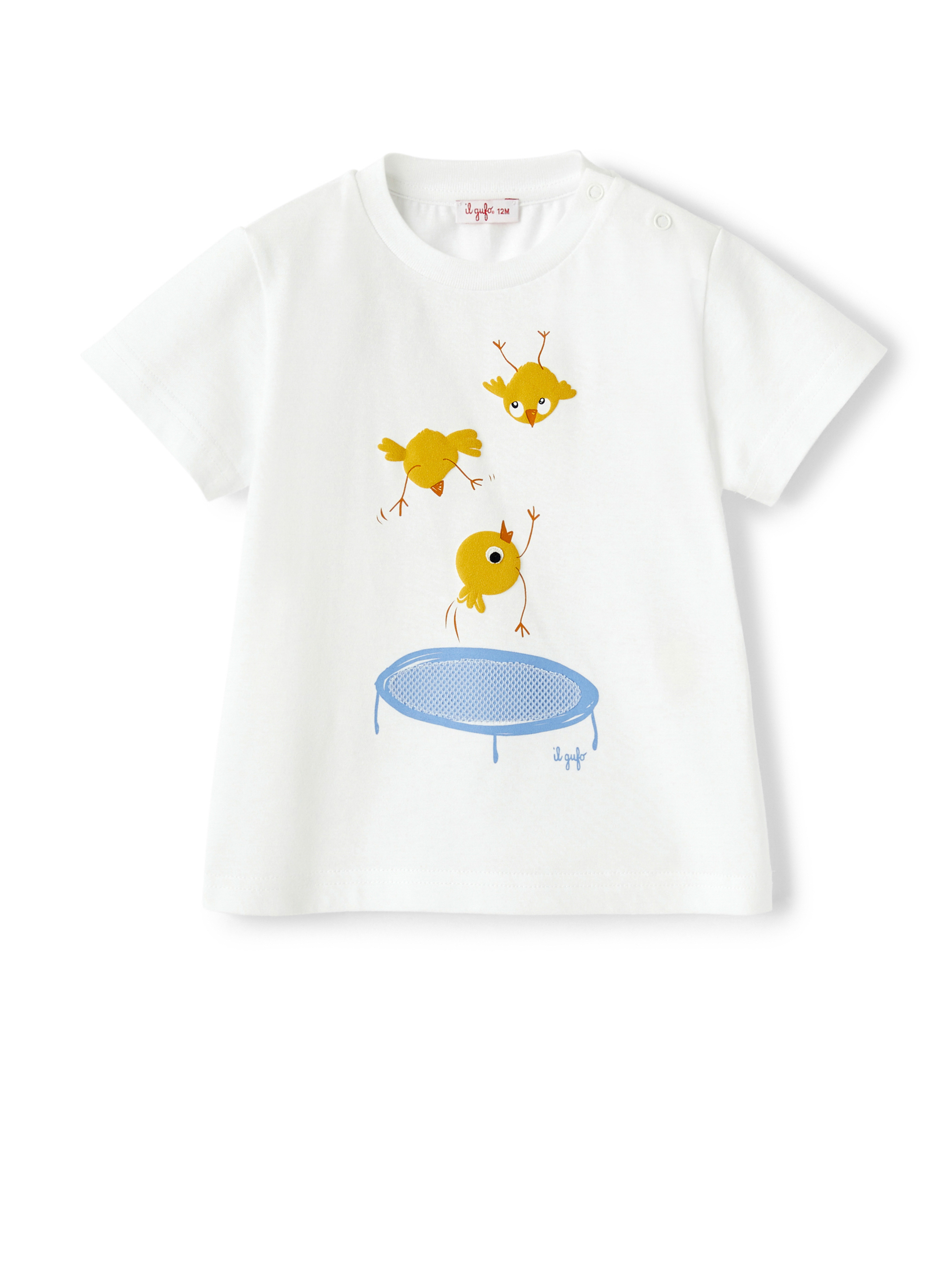 T-shirt in jersey con pulcini - Bianco | Il Gufo