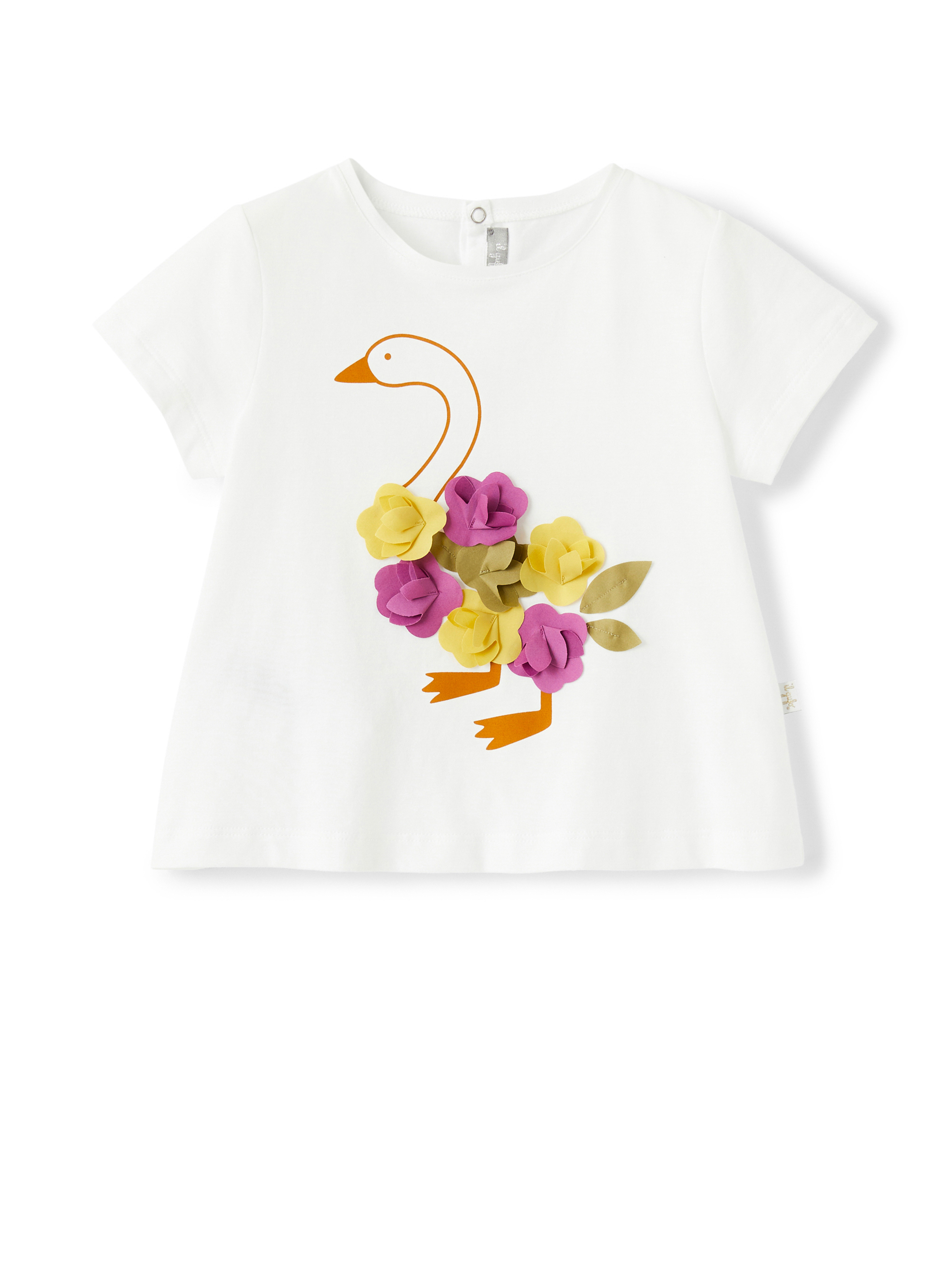 White t-shirt with duck print - T-shirts - Il Gufo