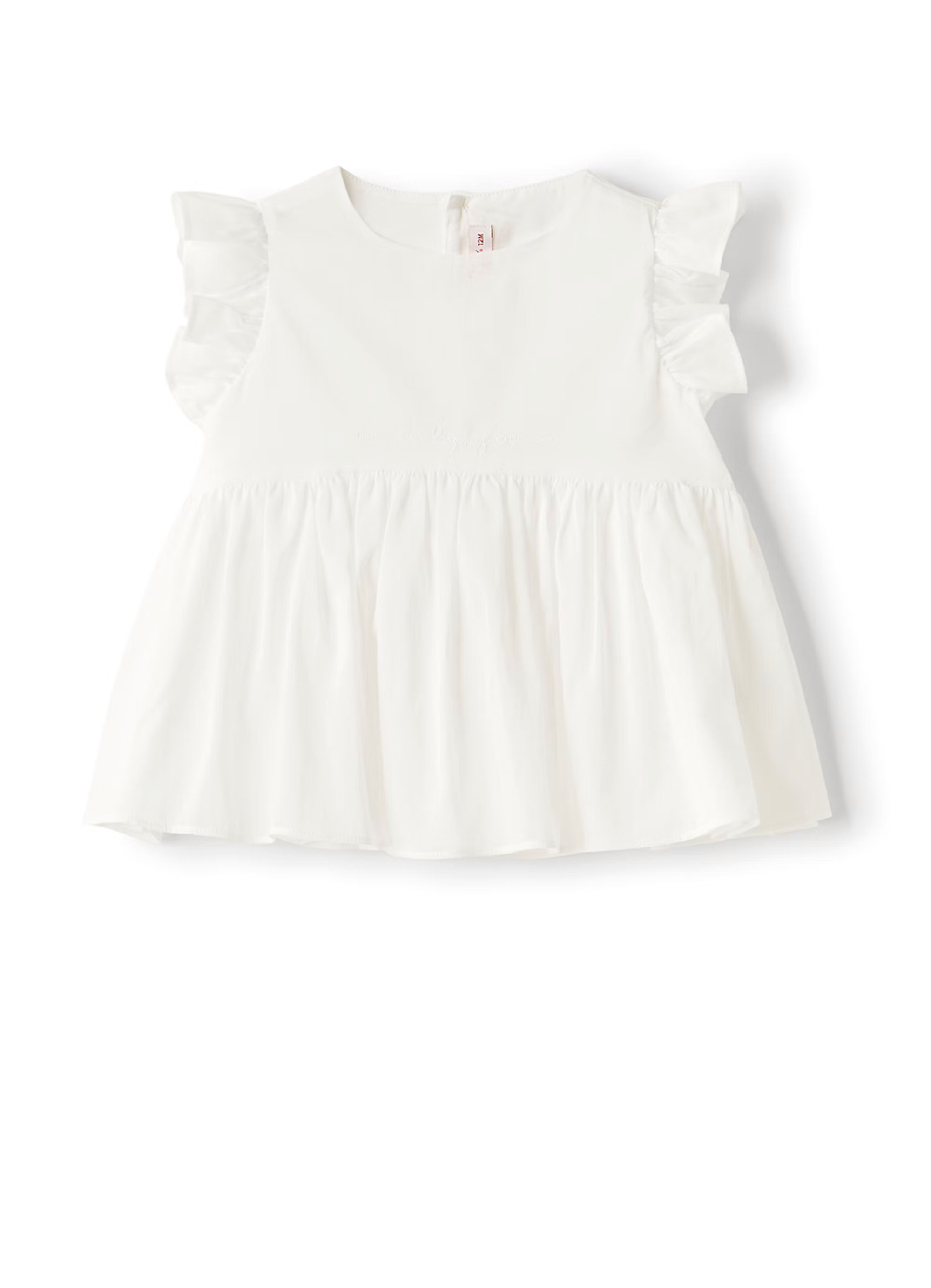 Cotton voile top with flounce - White | Il Gufo
