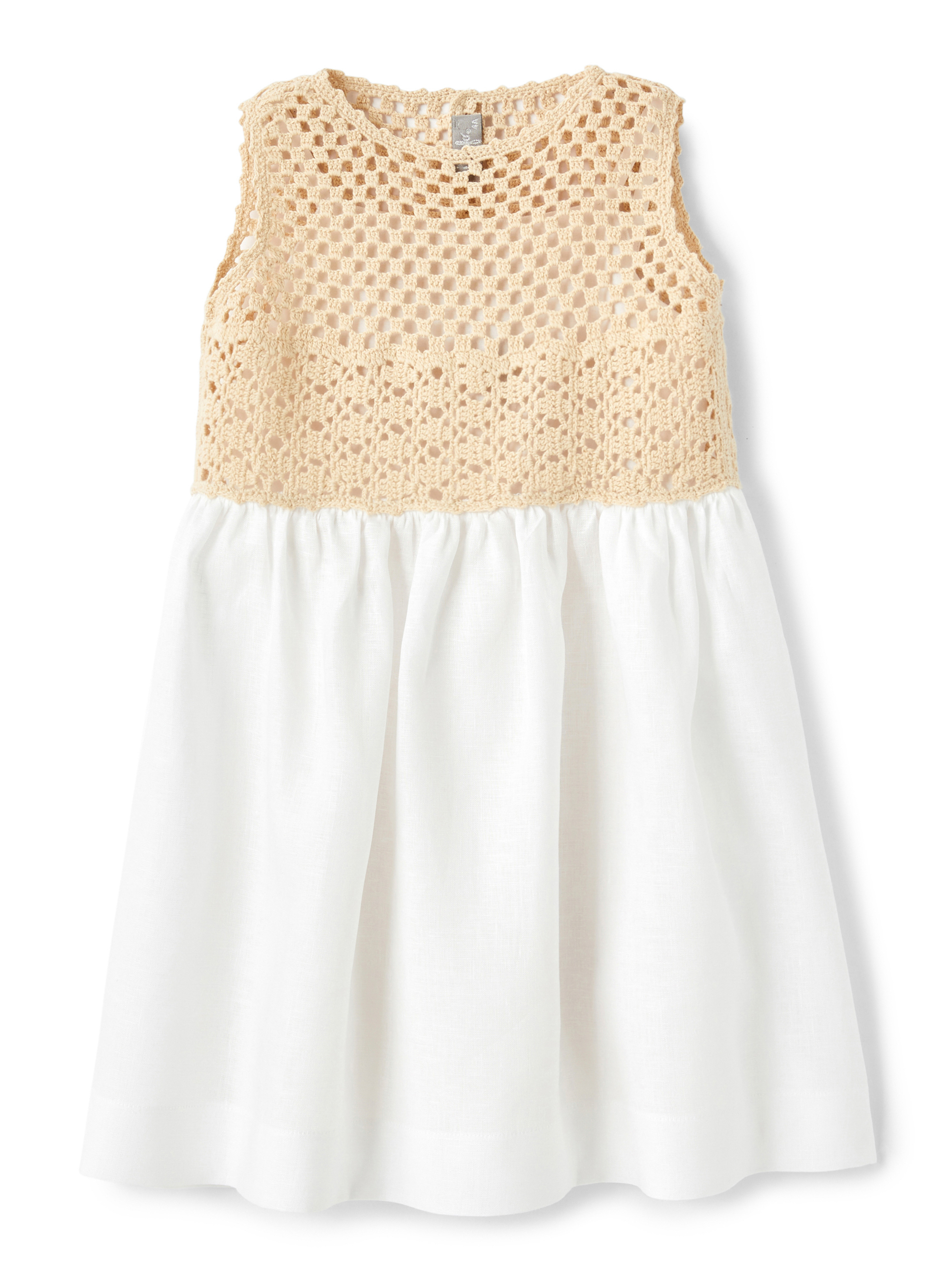 Linen and crochet dress - Dresses - Il Gufo