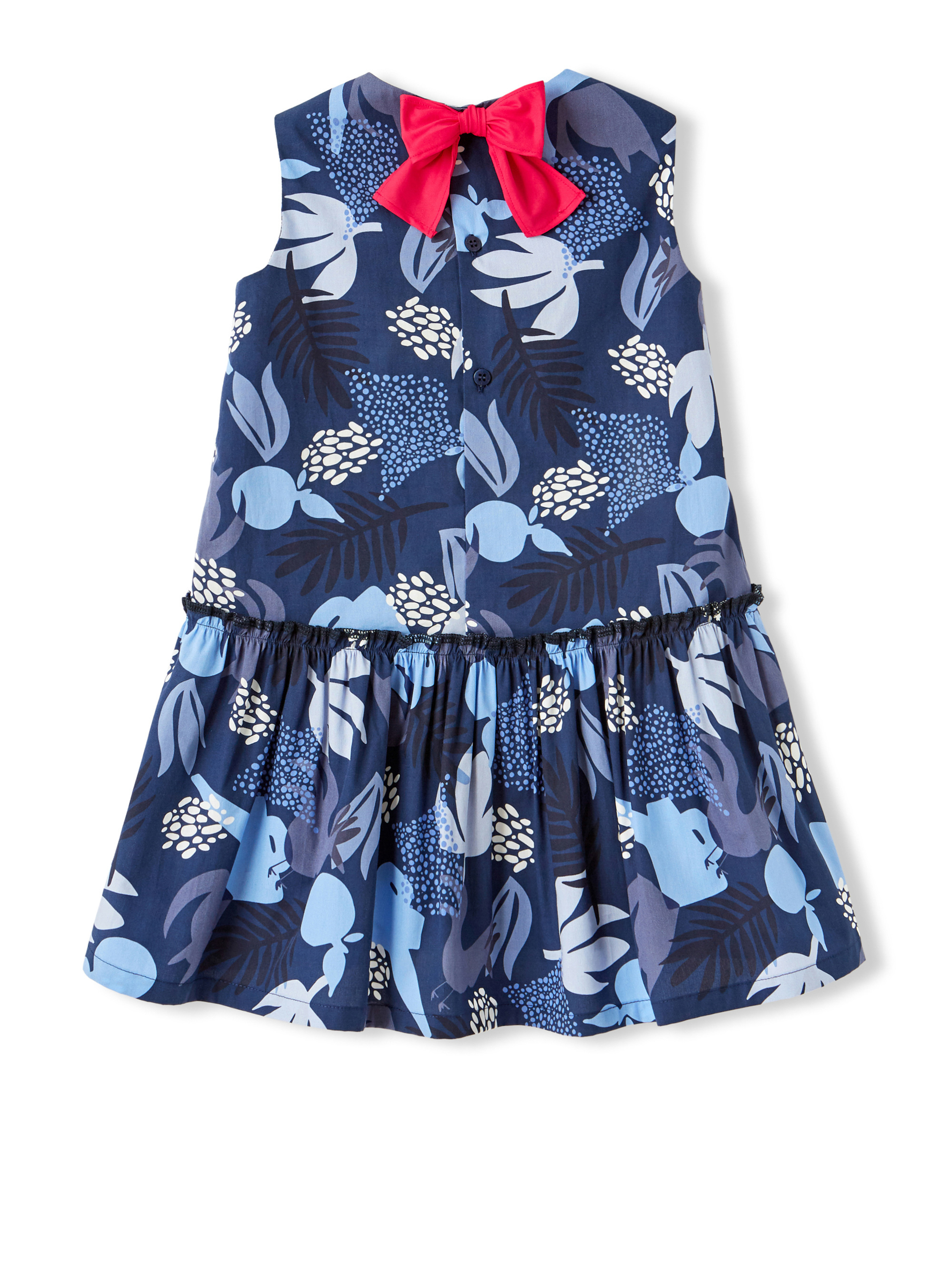 Sleeveless dress with garden print - Blue | Il Gufo