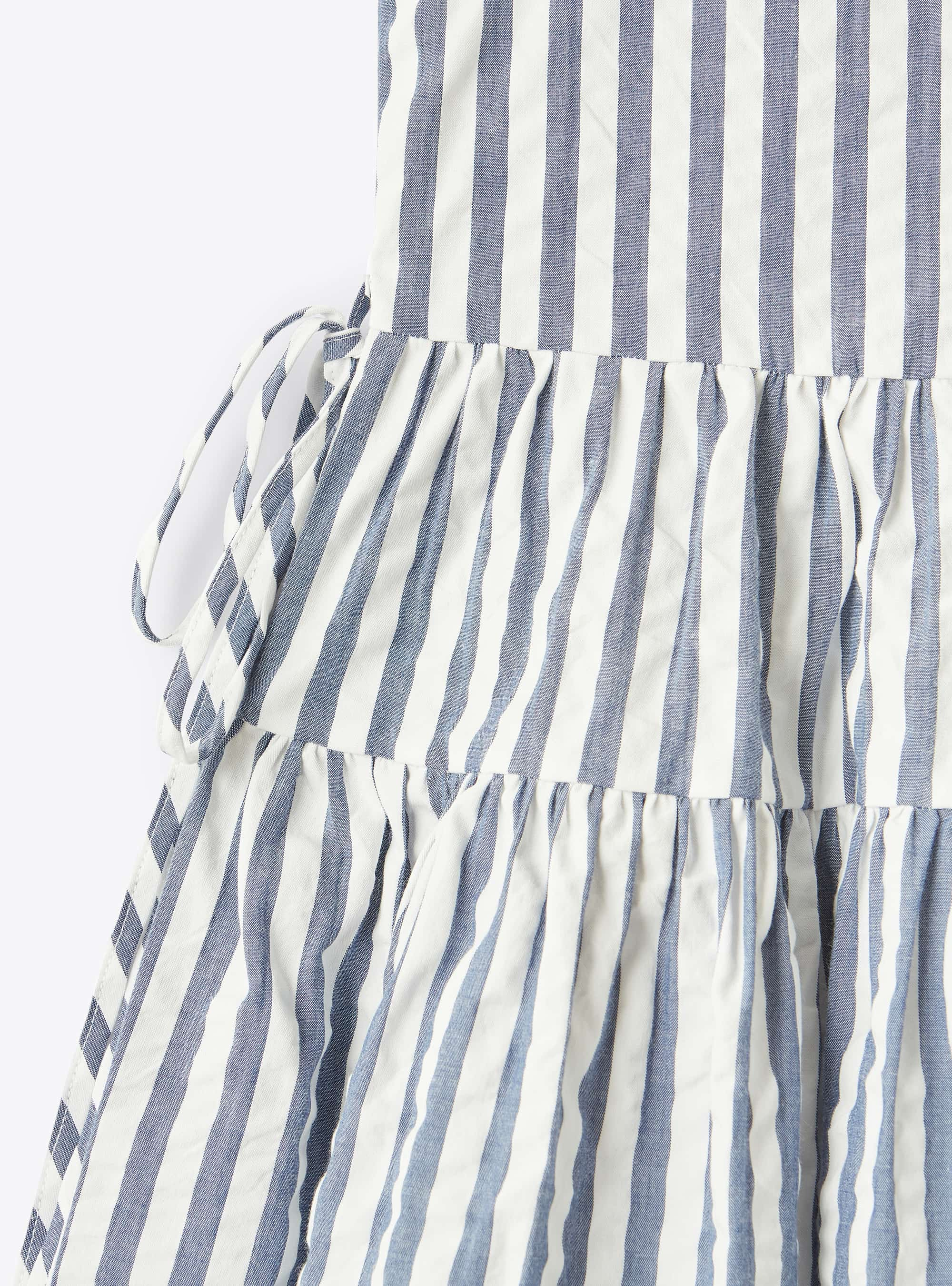 Striped seersucker sleeveless dress - Blue | Il Gufo