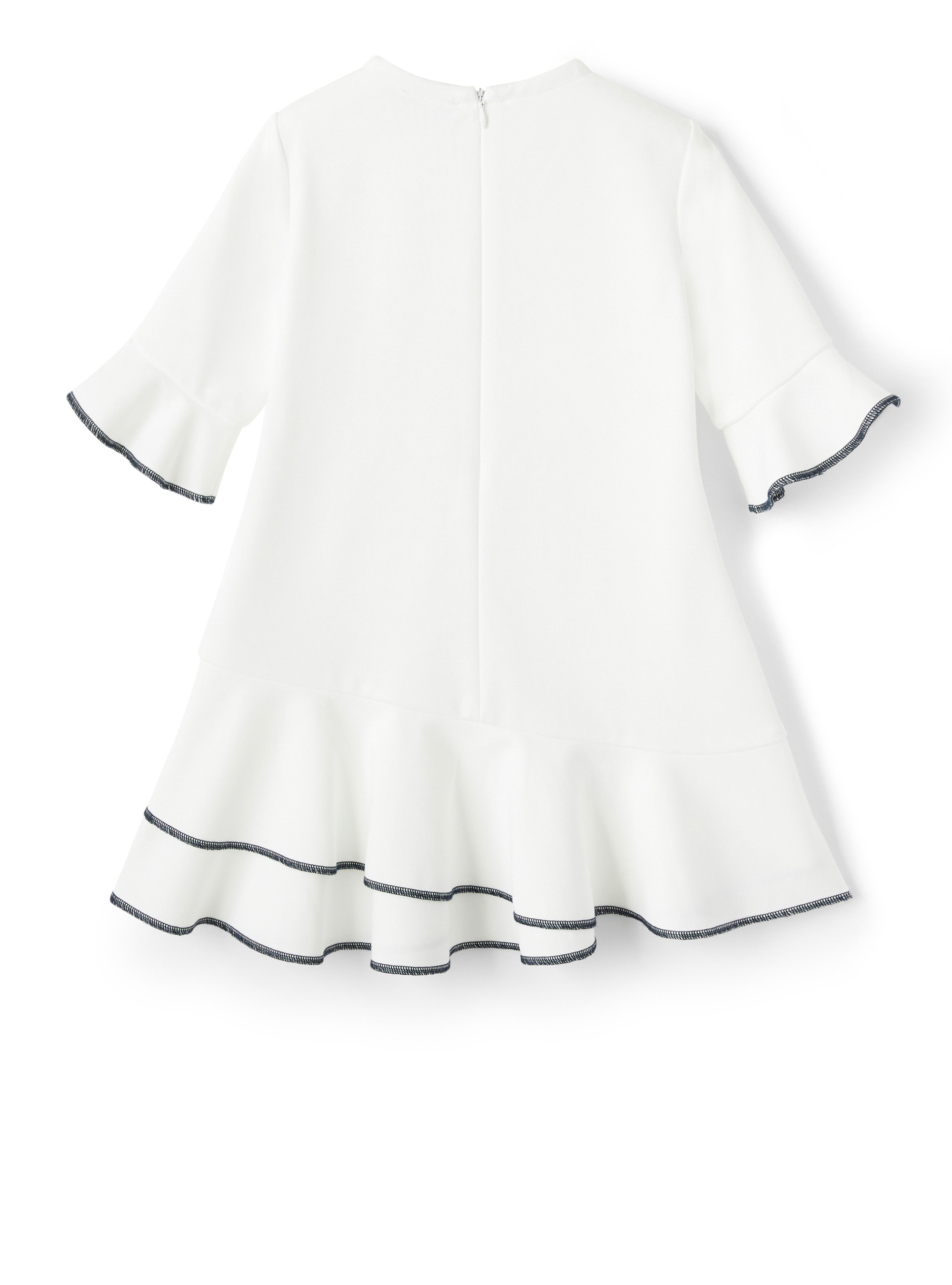 Rome stitch dress with flounces - White | Il Gufo