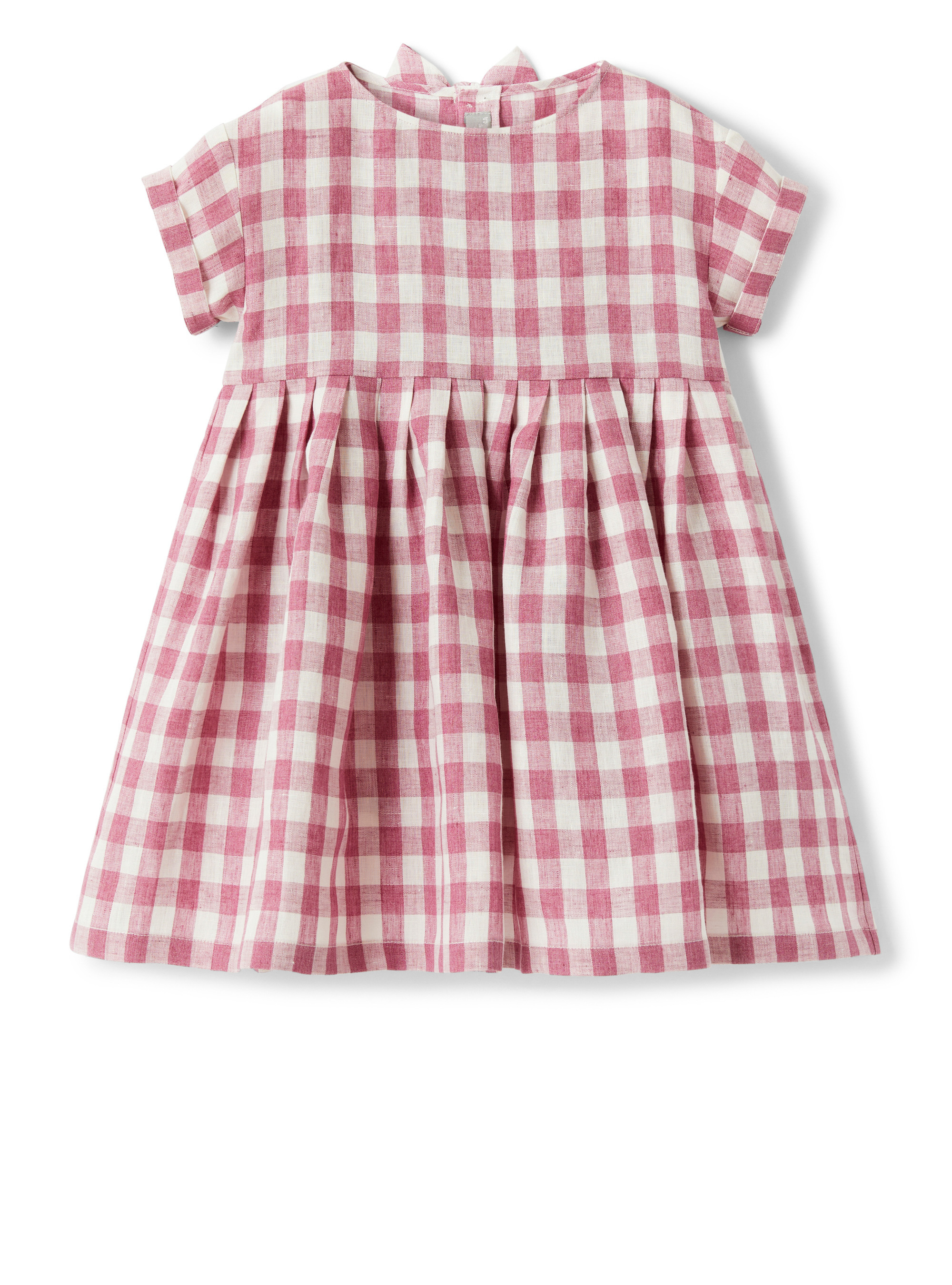 Antique pink checked linen dress - Pink | Il Gufo
