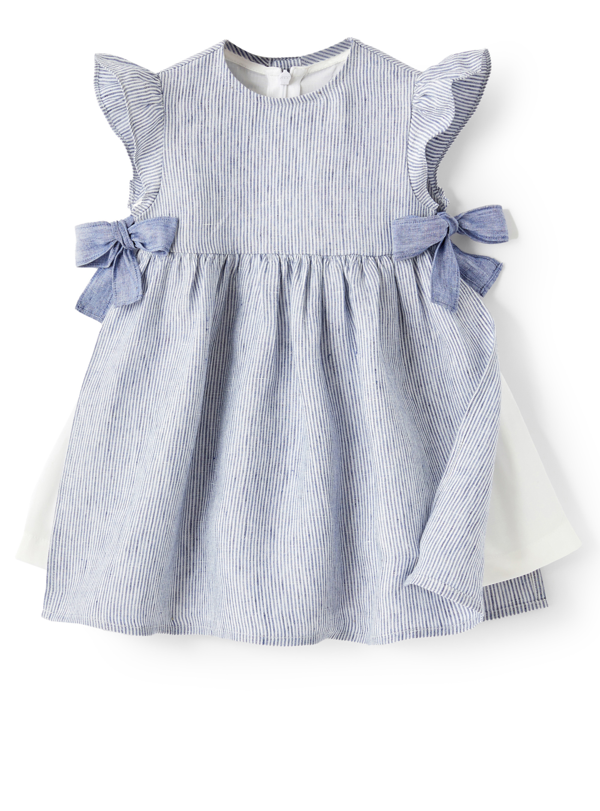 Linen pinafore dress - Blue | Il Gufo