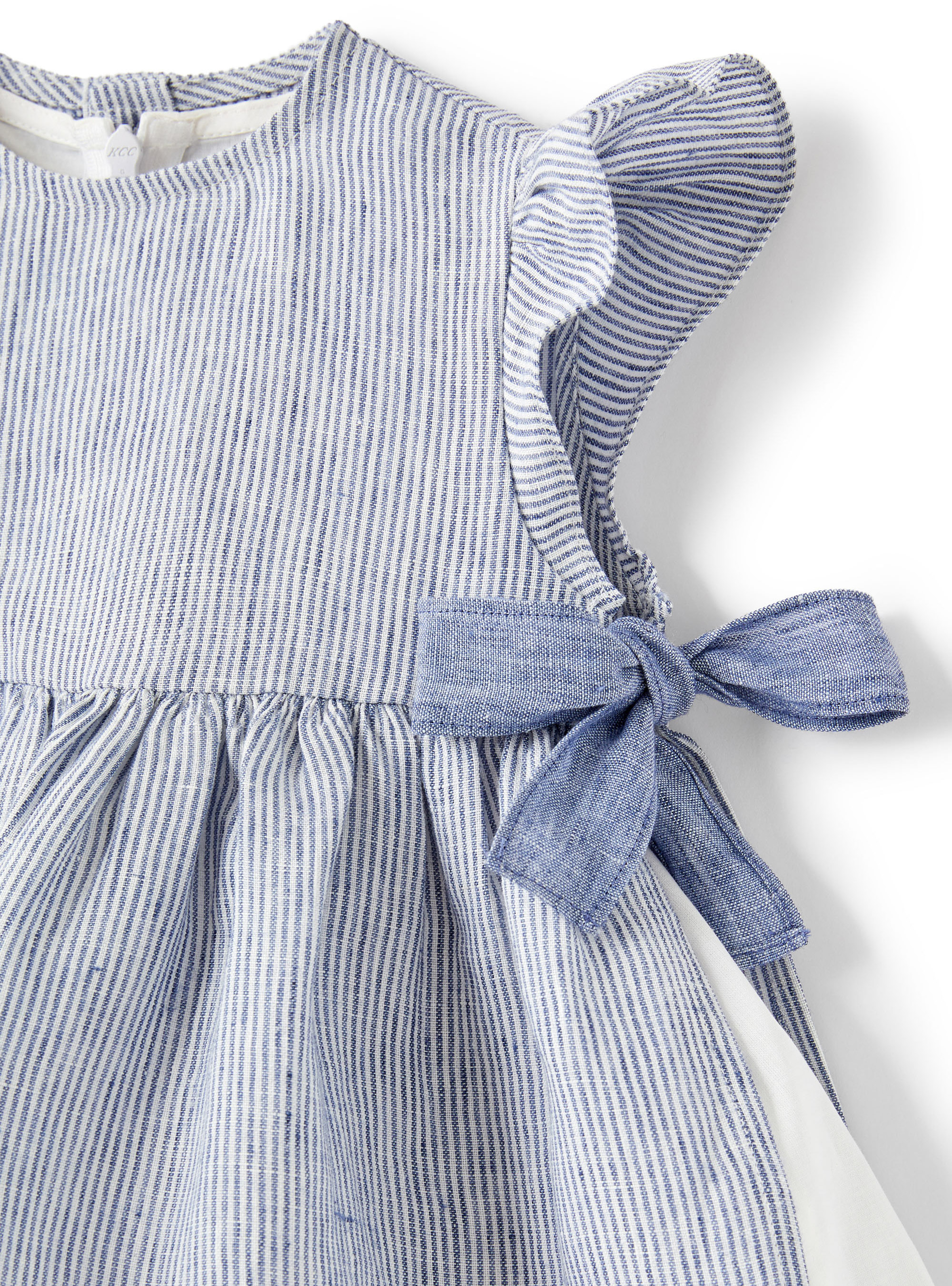 Linen pinafore dress - Blue | Il Gufo