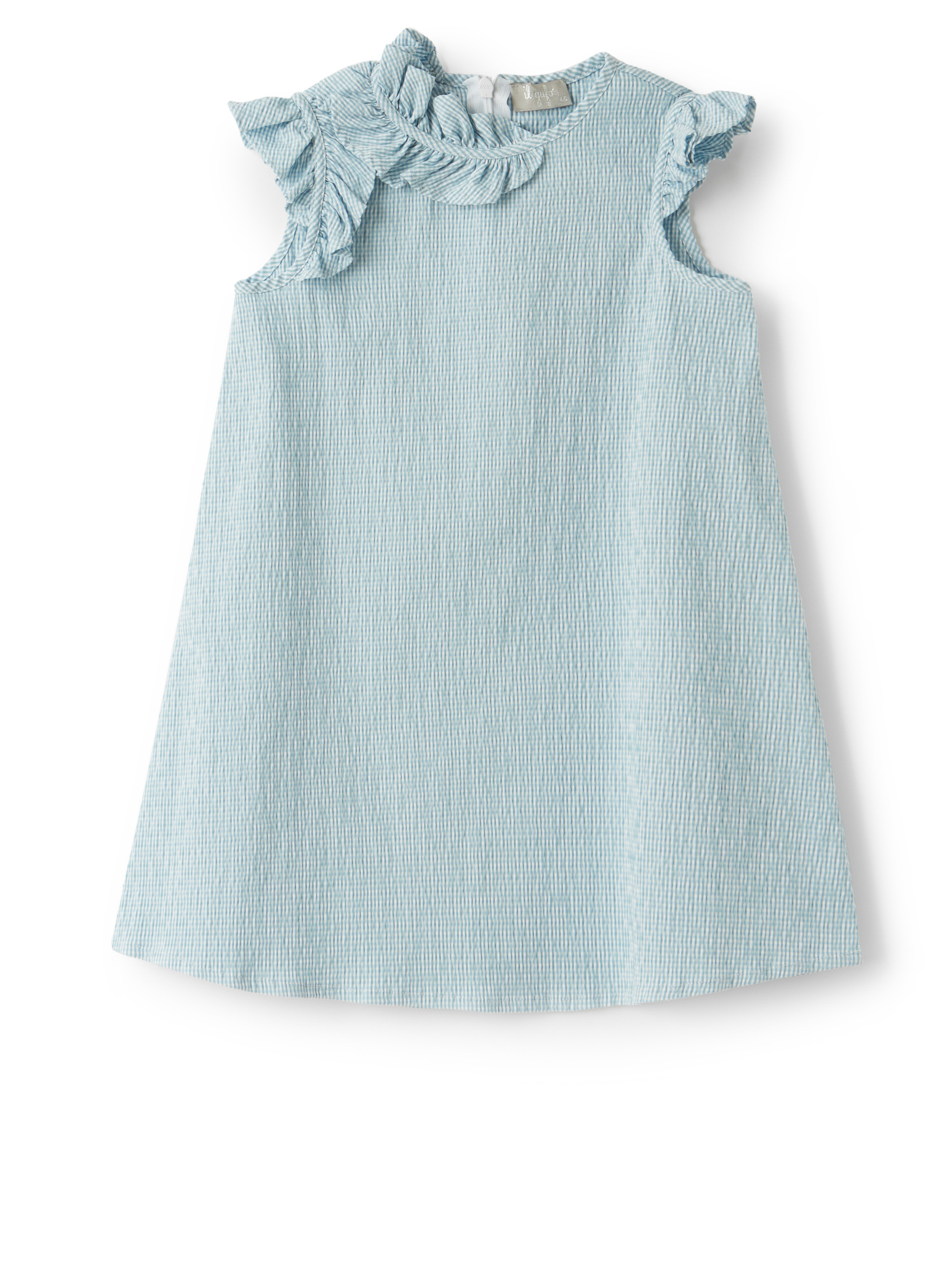 Hellblaues Mikro-Vichy-Kleid mit Rüschen - Kleider - Il Gufo